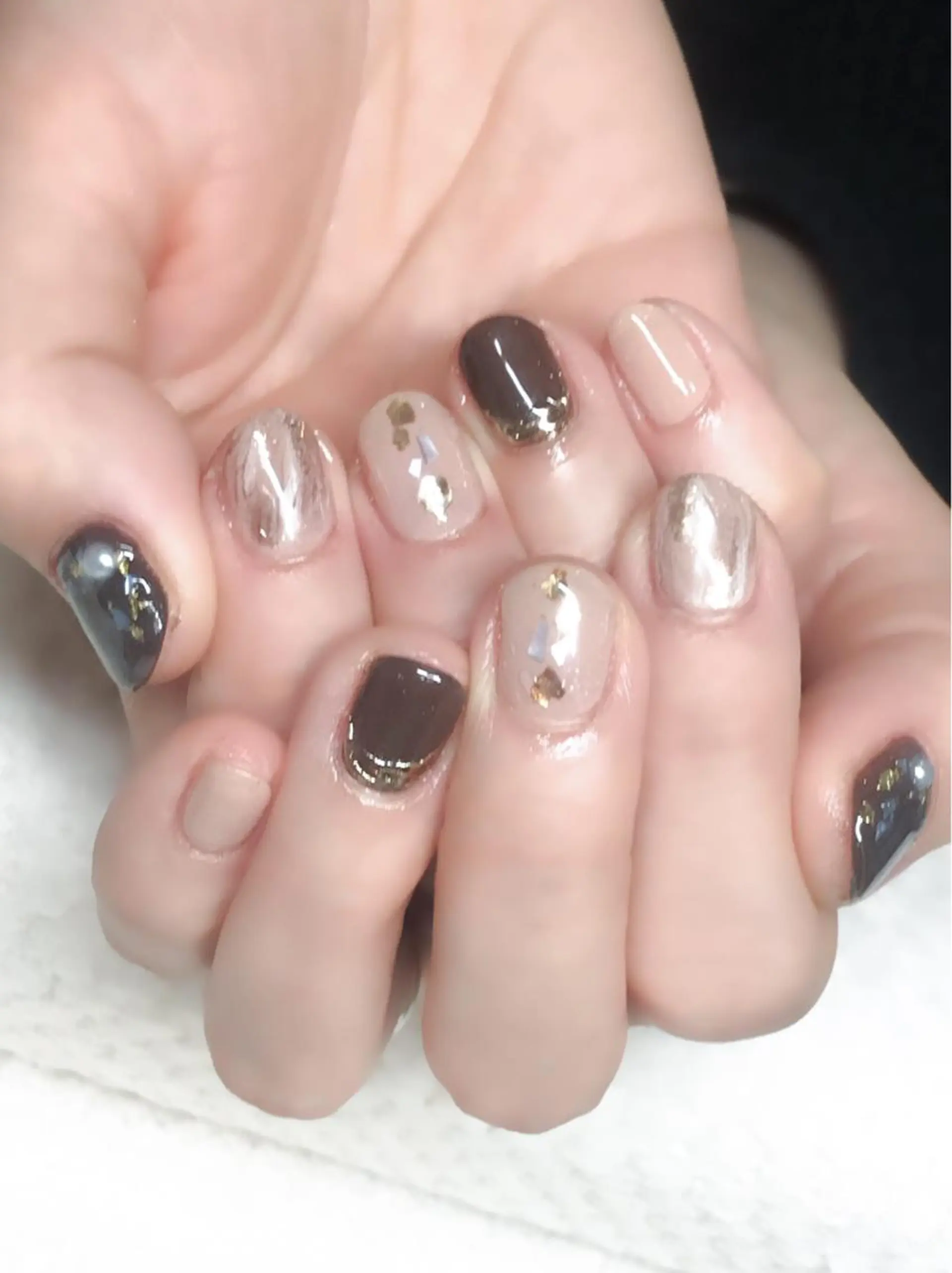 ネイル ブラウン ジェルネイル オフィスネイル シンプルネイル バレンタイン Nyanco Nailのネイルデザイン