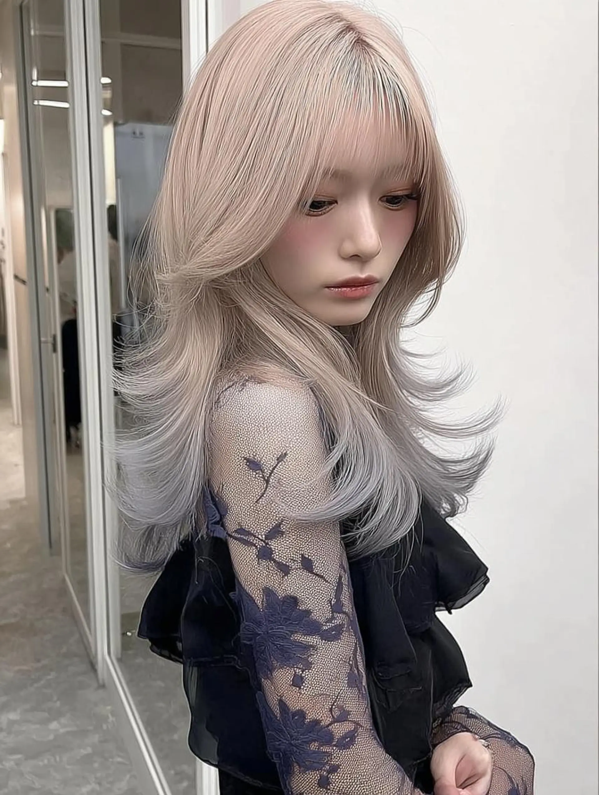 セミロング ボブ 髪質改善 韓国風ヘア レイヤーカット 縮毛矯正 カット ヘアカラー ハイトーン/ブリーチ /reitのヘアスタイル