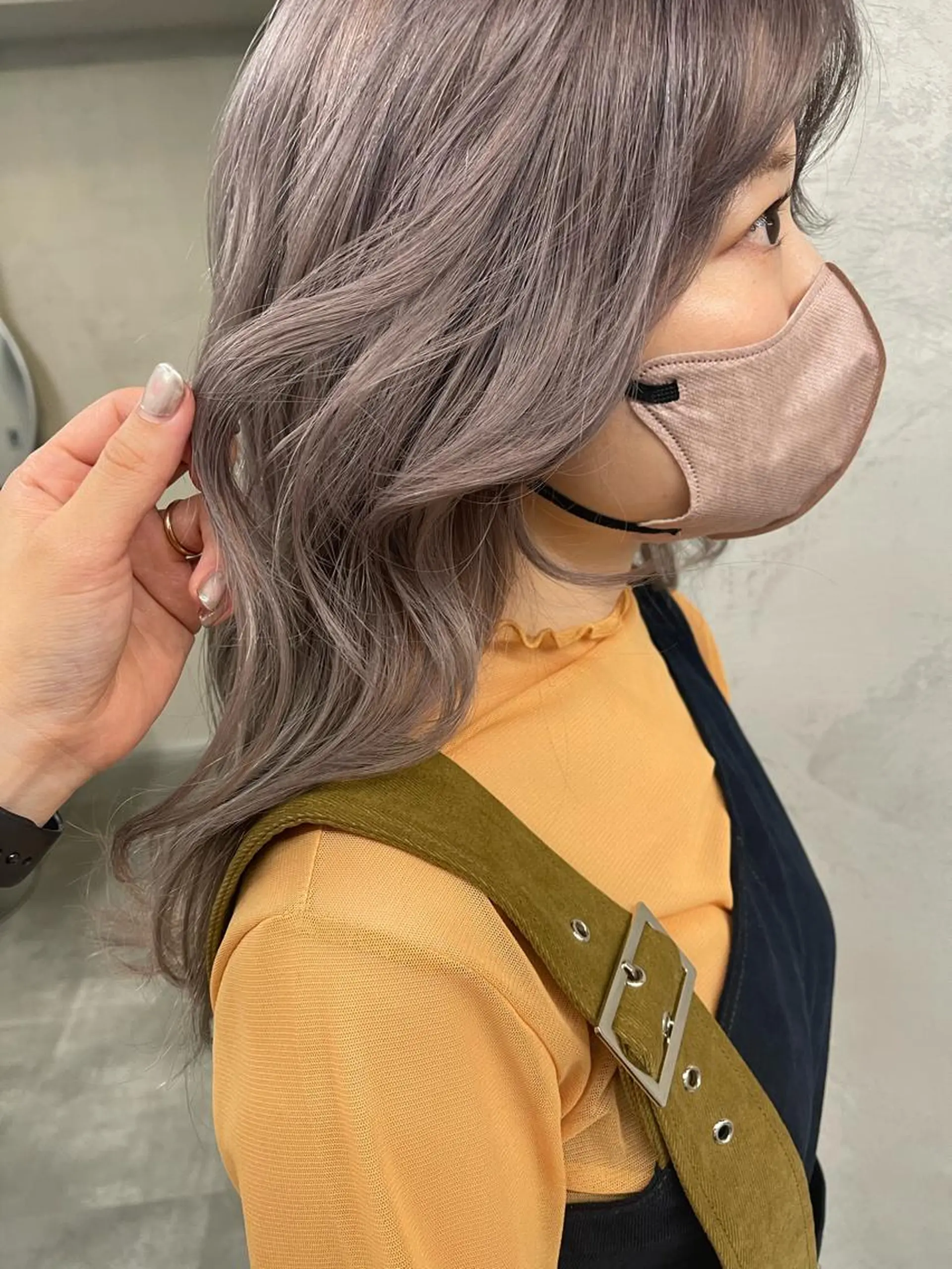 セミロング カラー ブロンド グレージュ ラベンダーカラー ラベンダーグレージュ ラベンダーグレー ダブルカラー /まつ毛パーマ🎀のヘアスタイル