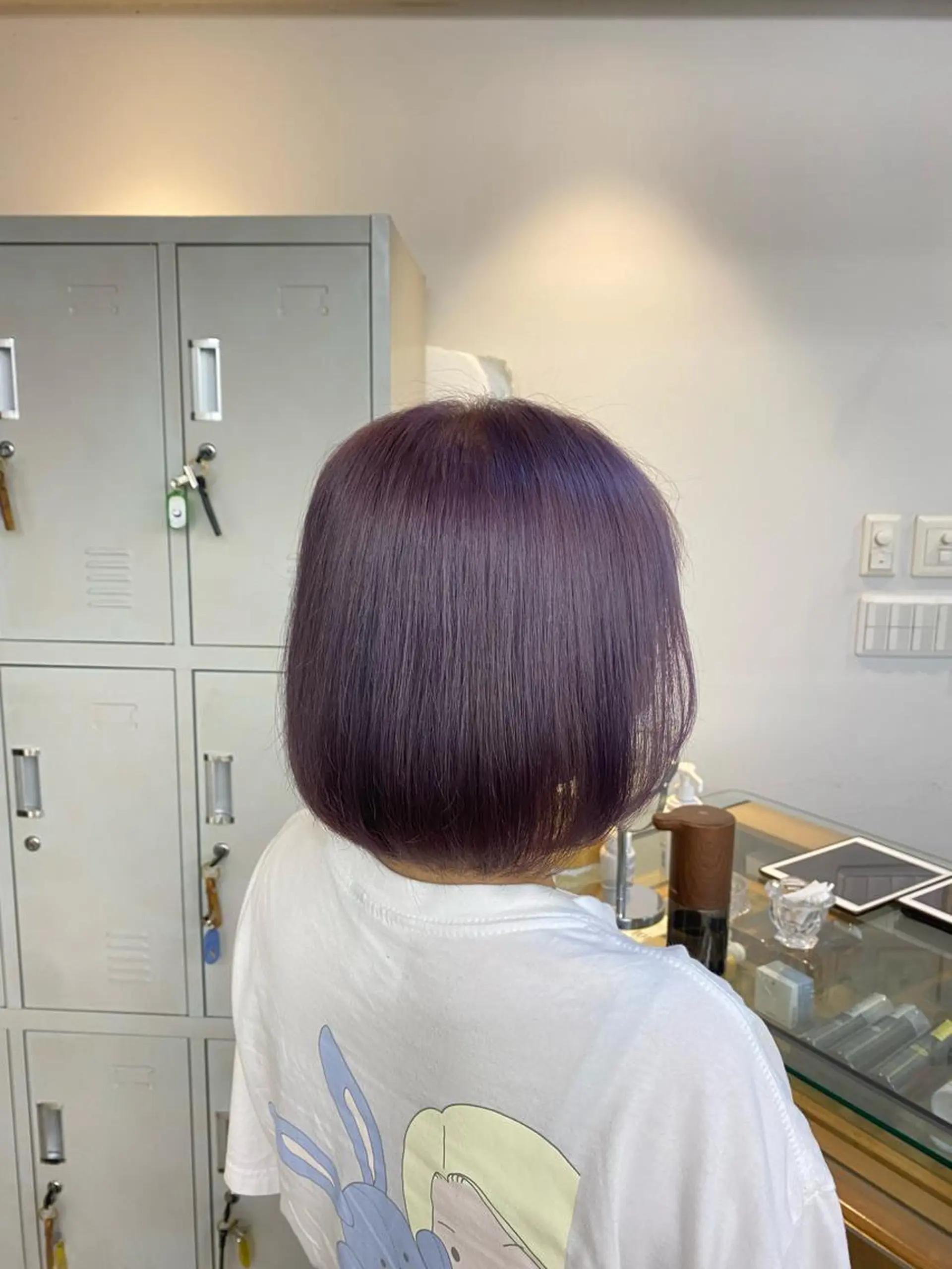 ショート カラー パーマ ヘアアレンジ メンズ キッズ ネイル マツエク・マツパ アイブロウ パープルカラー パープル 暖色系/透明感 治野心のヘアスタイル