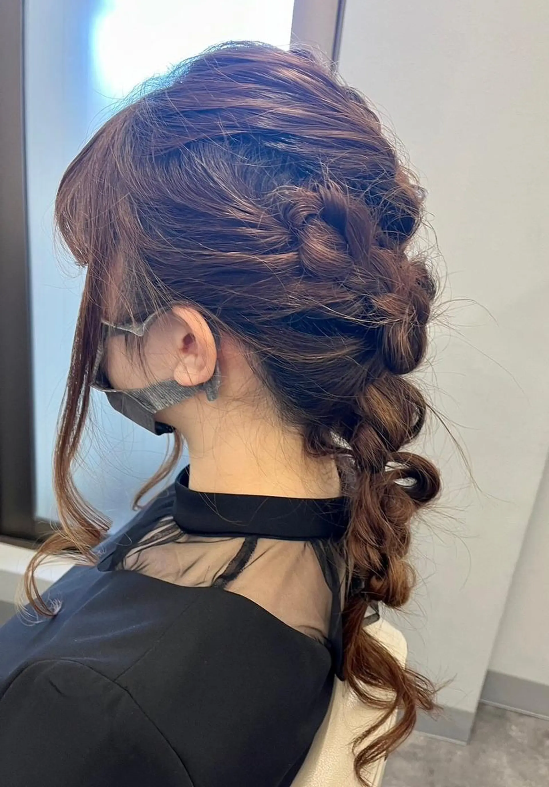 セミロング ヘアアレンジ 成人式 アッシュ ミストバング パープルカラー ボブ N° aria 三軒茶屋のヘアスタイル