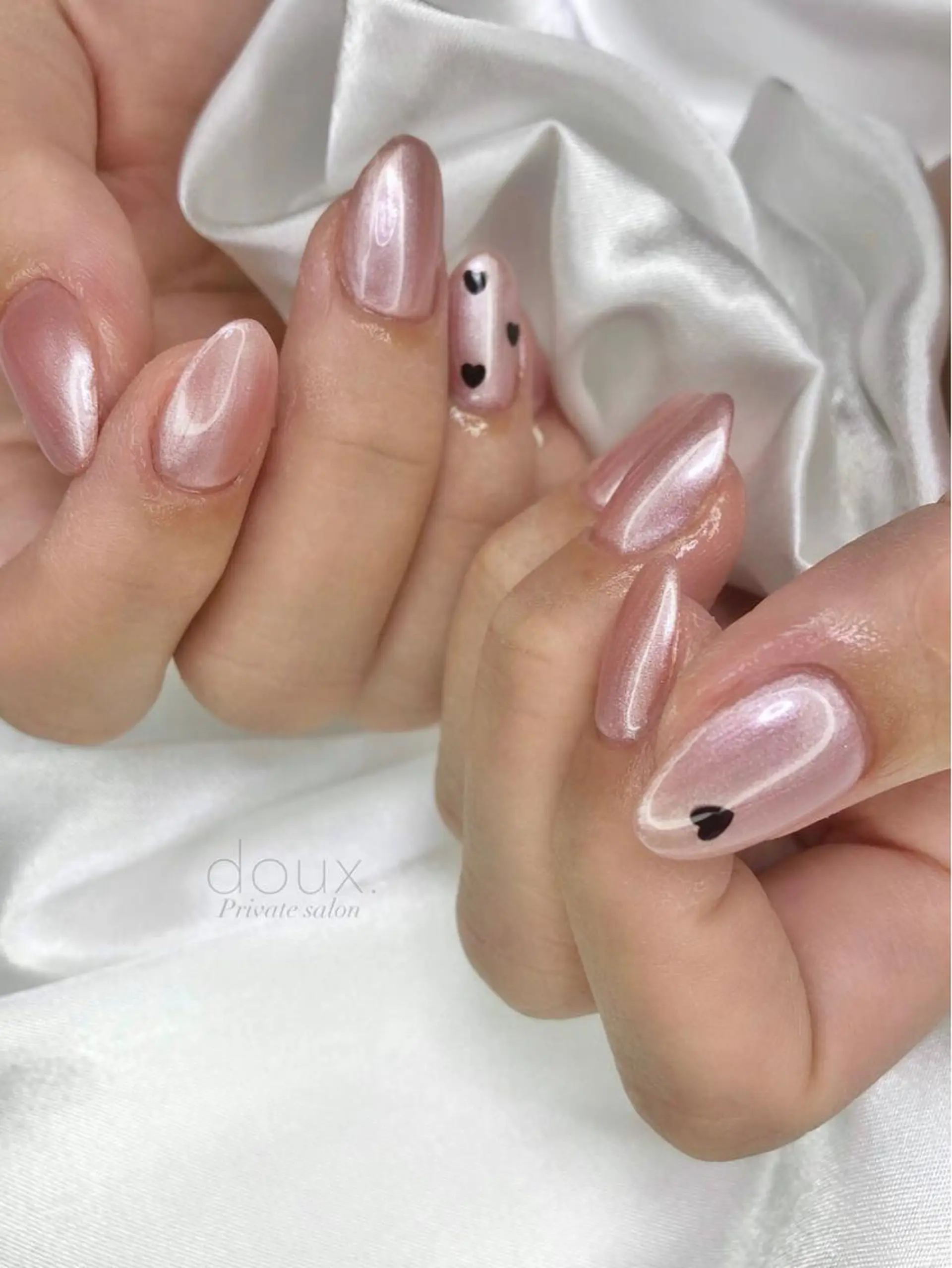 ネイル ガーリー ハート 韓国ネイル シンプルネイル 夏ネイル doux. nailのネイルデザイン
