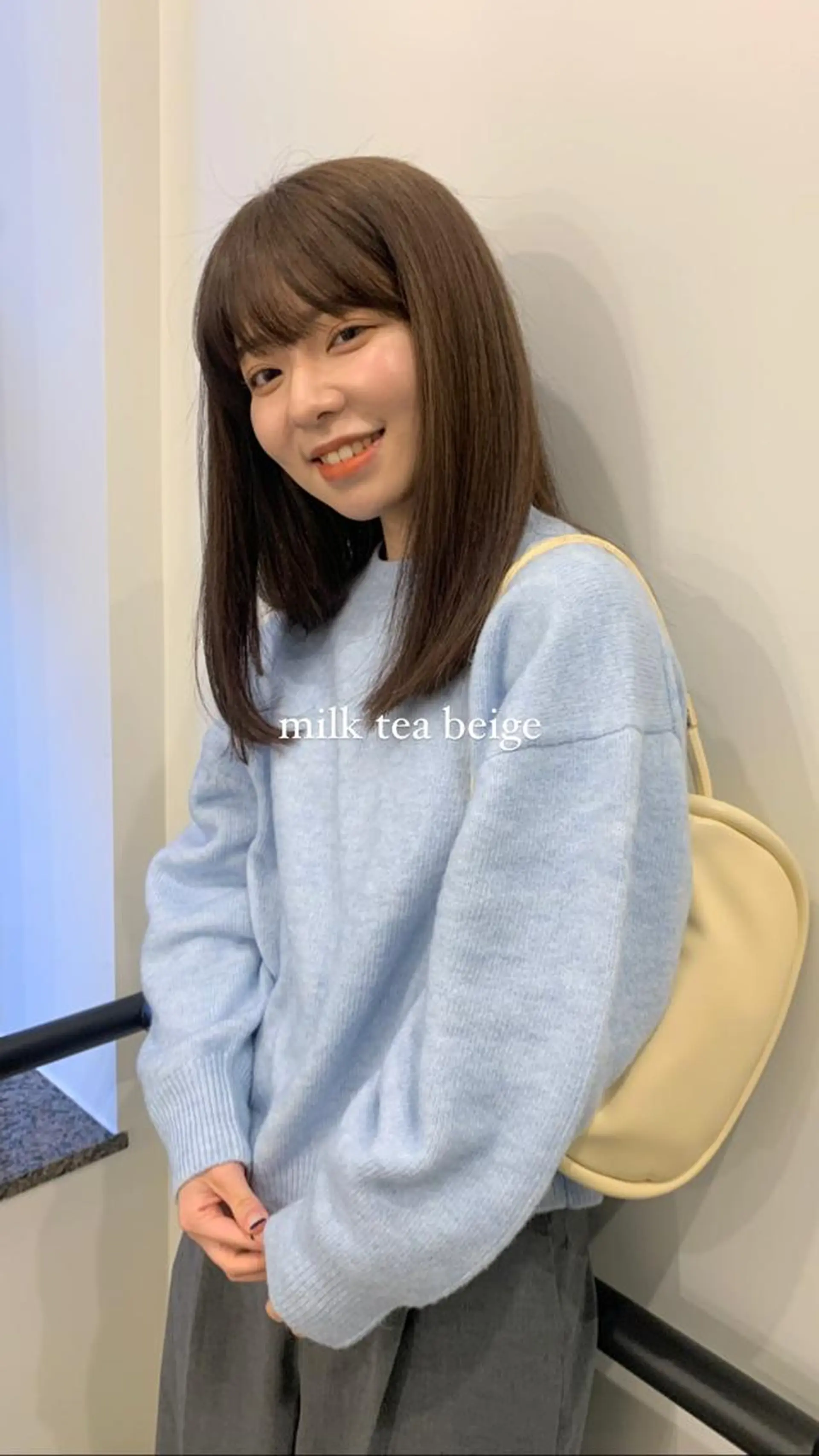セミロング カラー メンズ ベージュカラー カット 落合希 Olivebeigeのヘアスタイル