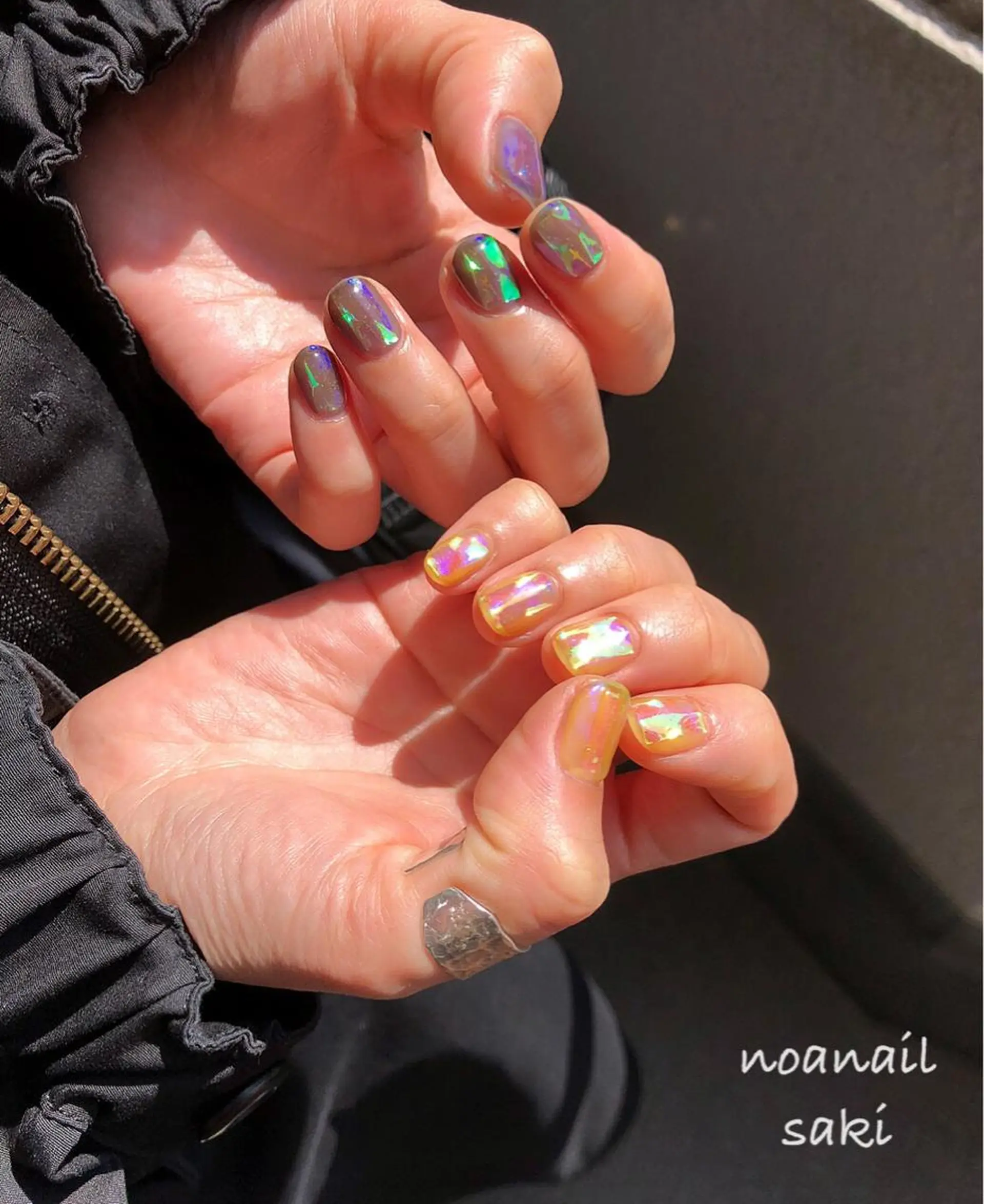 ネイル アートネイル オーロラネイル ジェルネイル 氷ネイル・うるうるネイル キラキラネイル nailsalon noa所属・nailist sakiのネイルデザイン