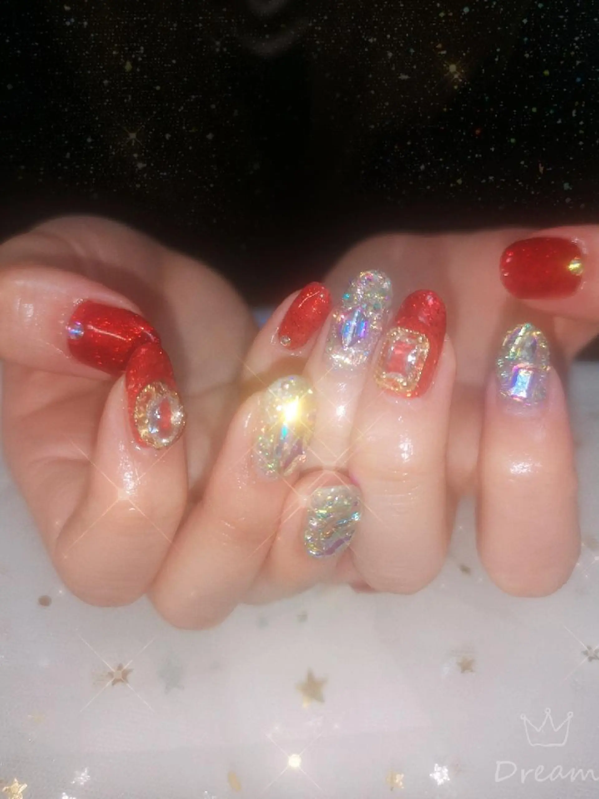 ネイル ミディアム ネイリストゆか💅 長さだし、深爪矯正のネイルデザイン