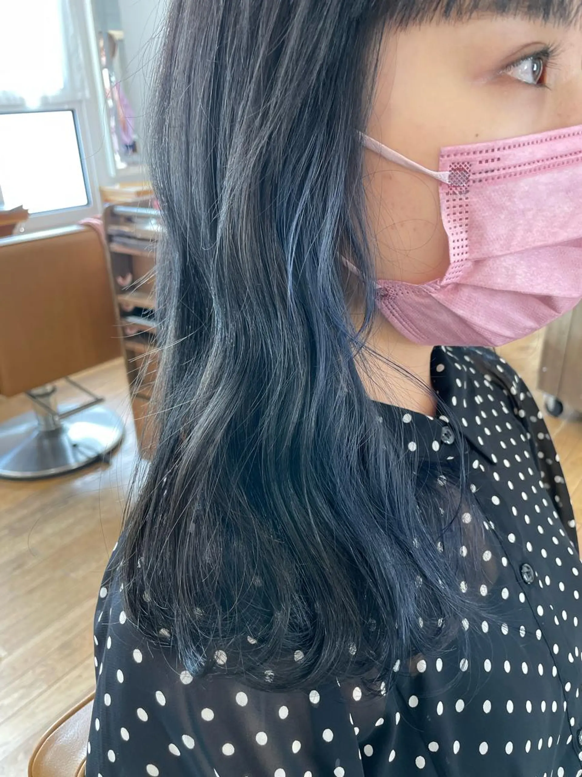 セミロング ヘアカラー ブリーチ毛矯正.髪質 改善.髪にドラマをのヘアスタイル