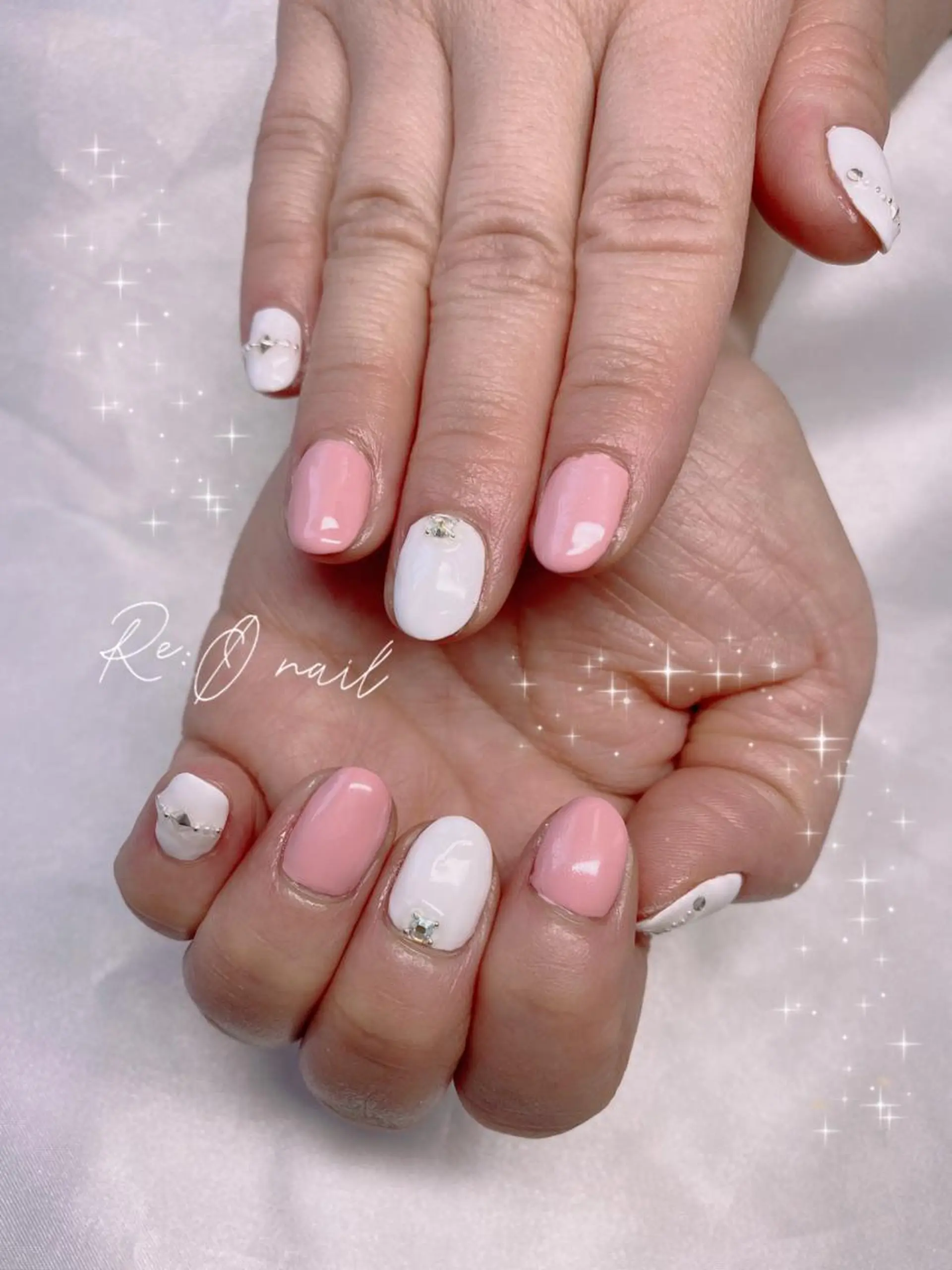 ネイル アートネイル シンプルネイル ストーンネイル Re:Ø nail 🩵TSUJIのネイルデザイン