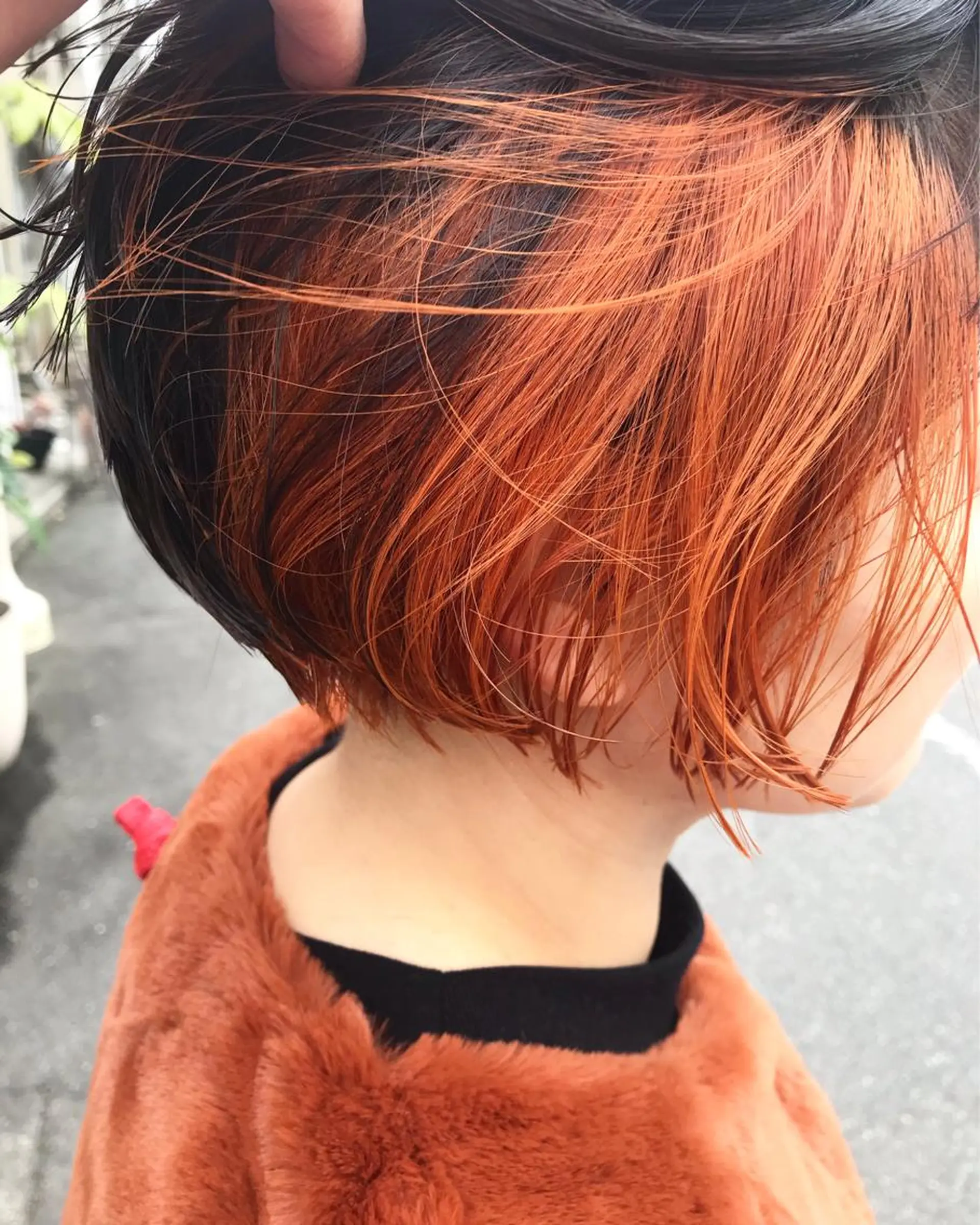 ショート カラー パーマ オレンジ カット ヘアカラー トリートメント tatsumi/ボブ ウルフ/レイヤーのヘアスタイル