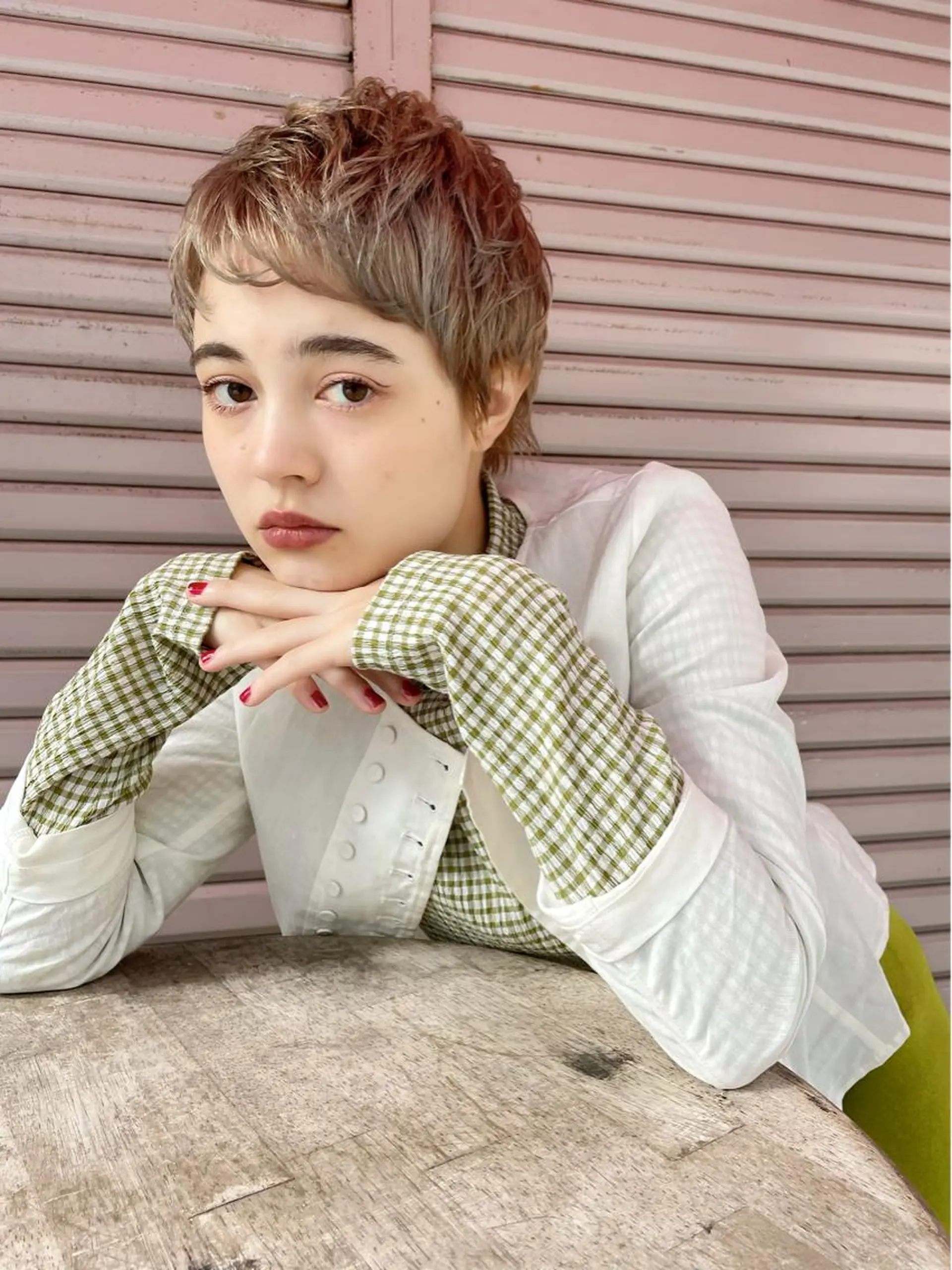 ショート カラー ブリーチ カット ショート/ボブ専門 宮脇美奈/南船場のヘアスタイル