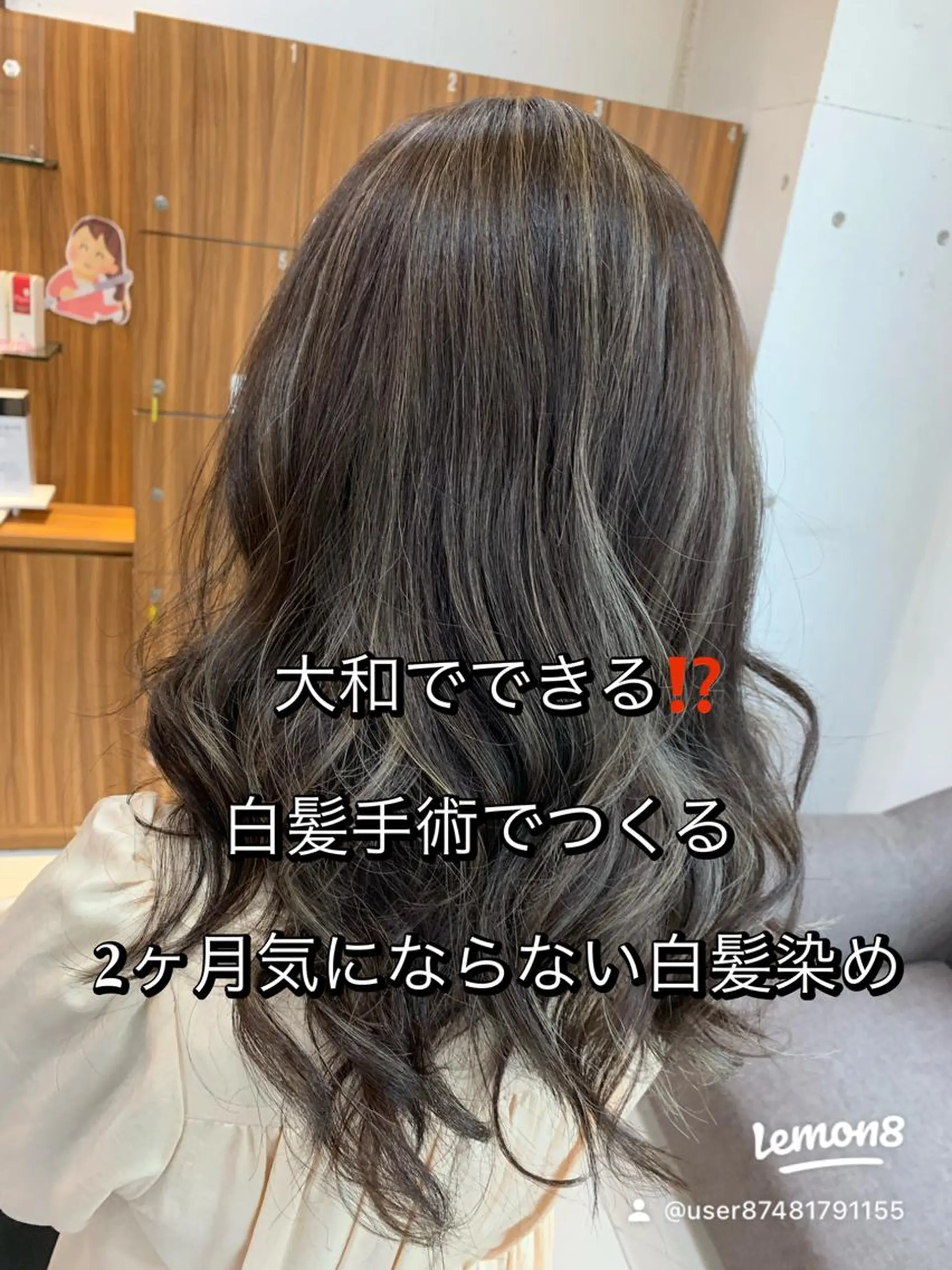 セミロング カラー 白髪ぼかしハイライト 柳川拓哉のヘアスタイル