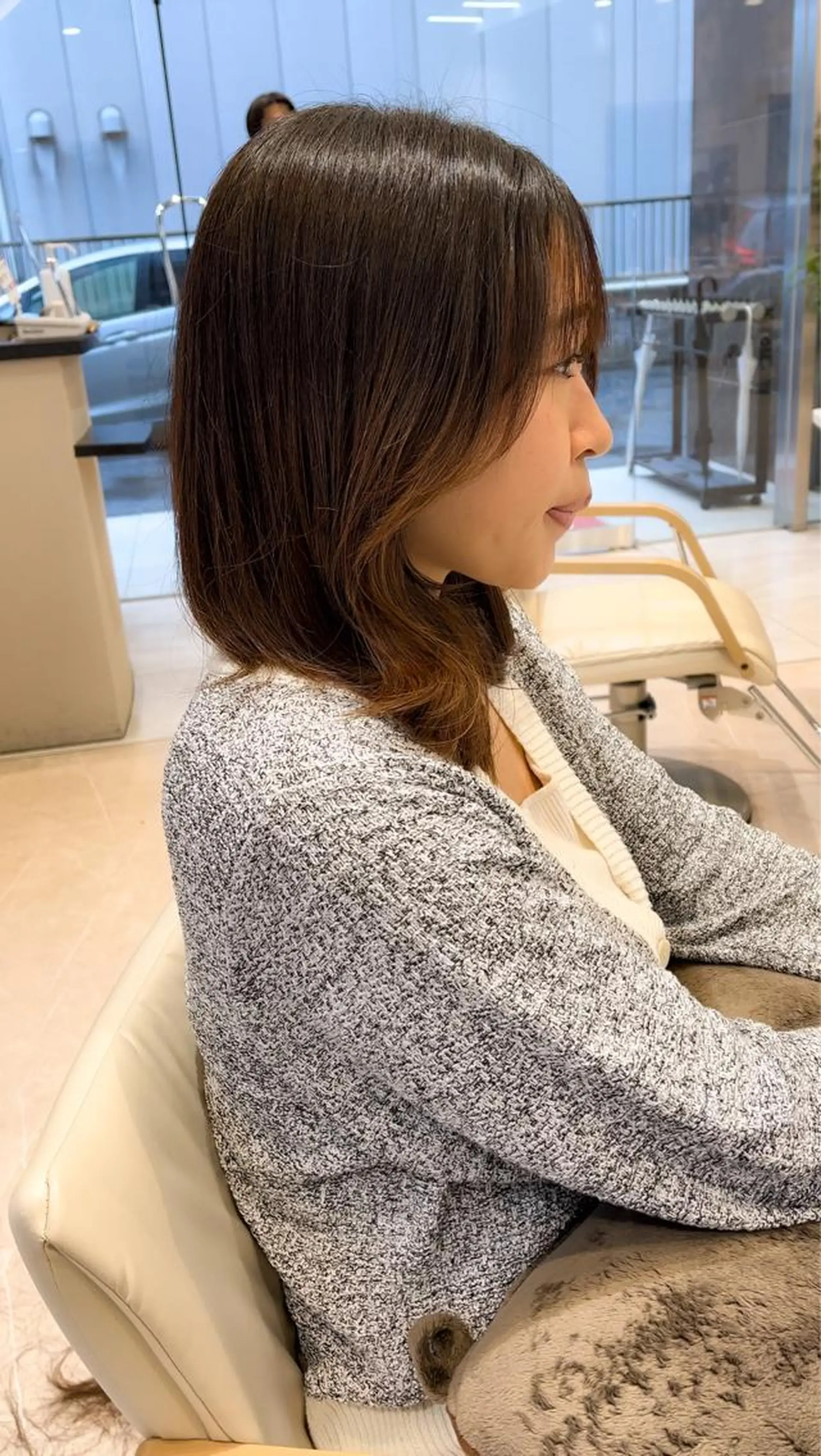 ミディアム レイヤーカット カット 縮毛矯正 トリートメント ミタニ/髪質改善 /レイヤーカットのヘアスタイル