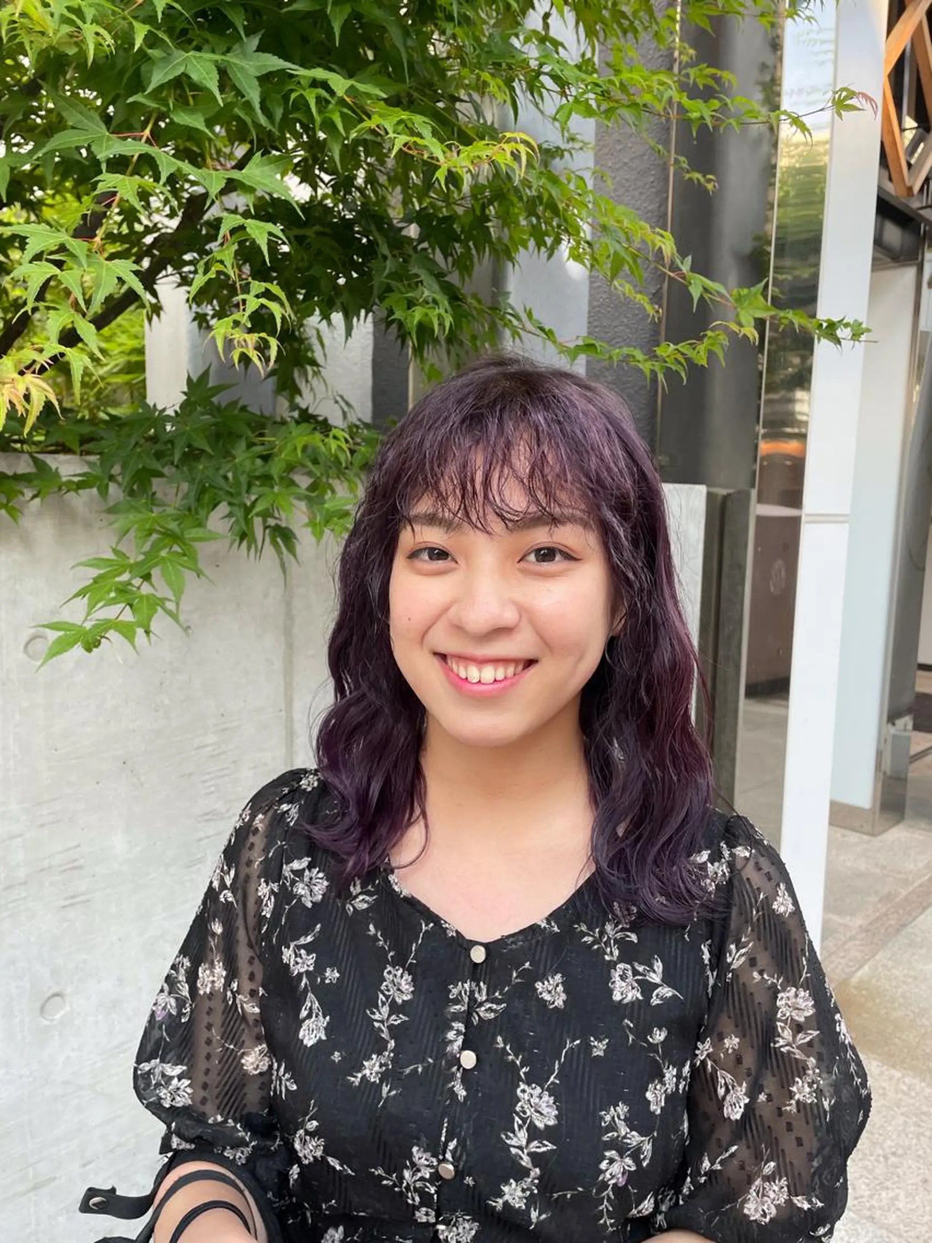 セミロング カラー パーマ ヘアアレンジ 山下 とよかのヘアスタイル