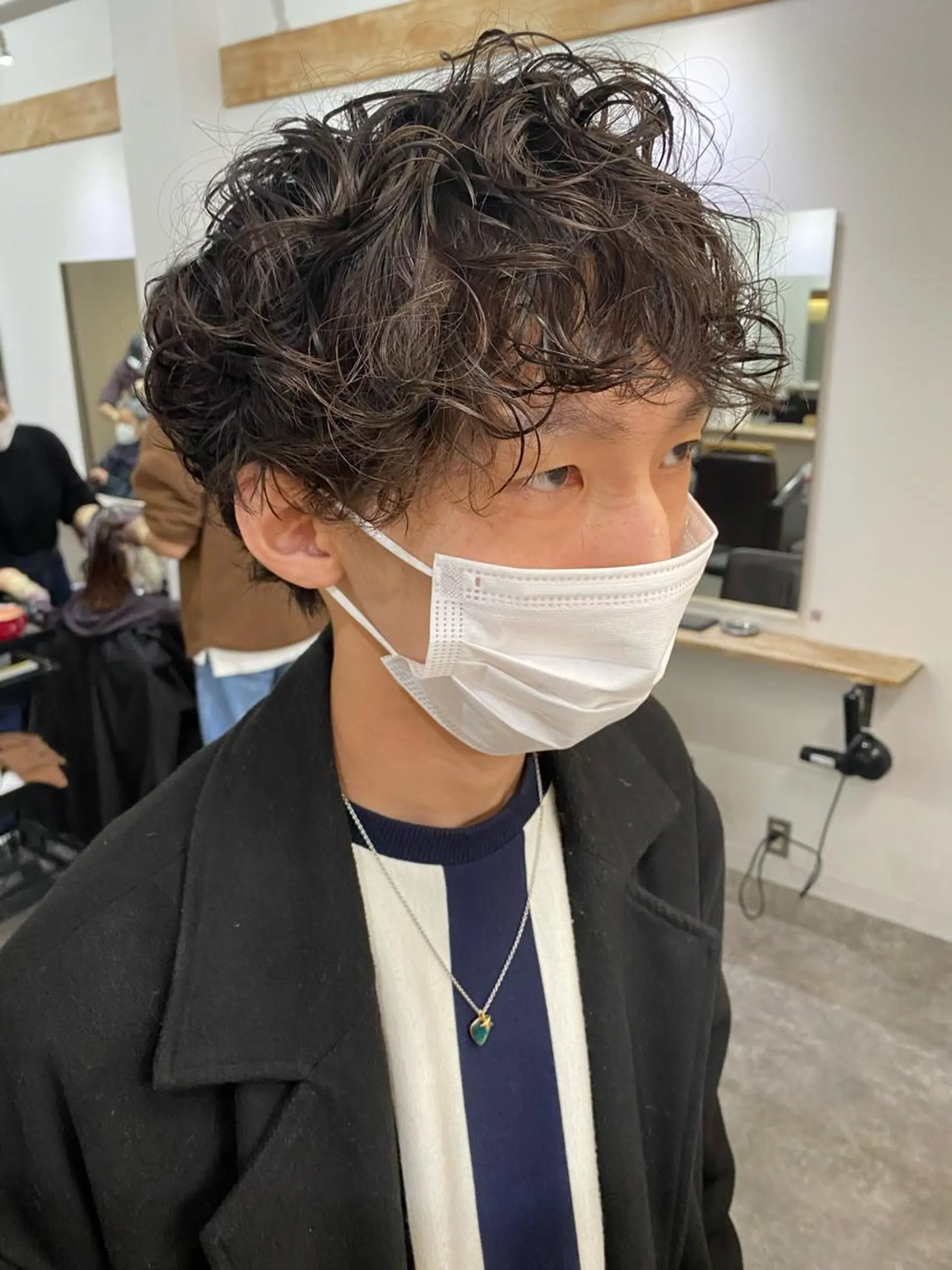 ショート パーマ メンズ メンズパーマ カット ヘアカラー トリートメント 森貴裕/ベージュ/ パーマ/オリーブのヘアスタイル