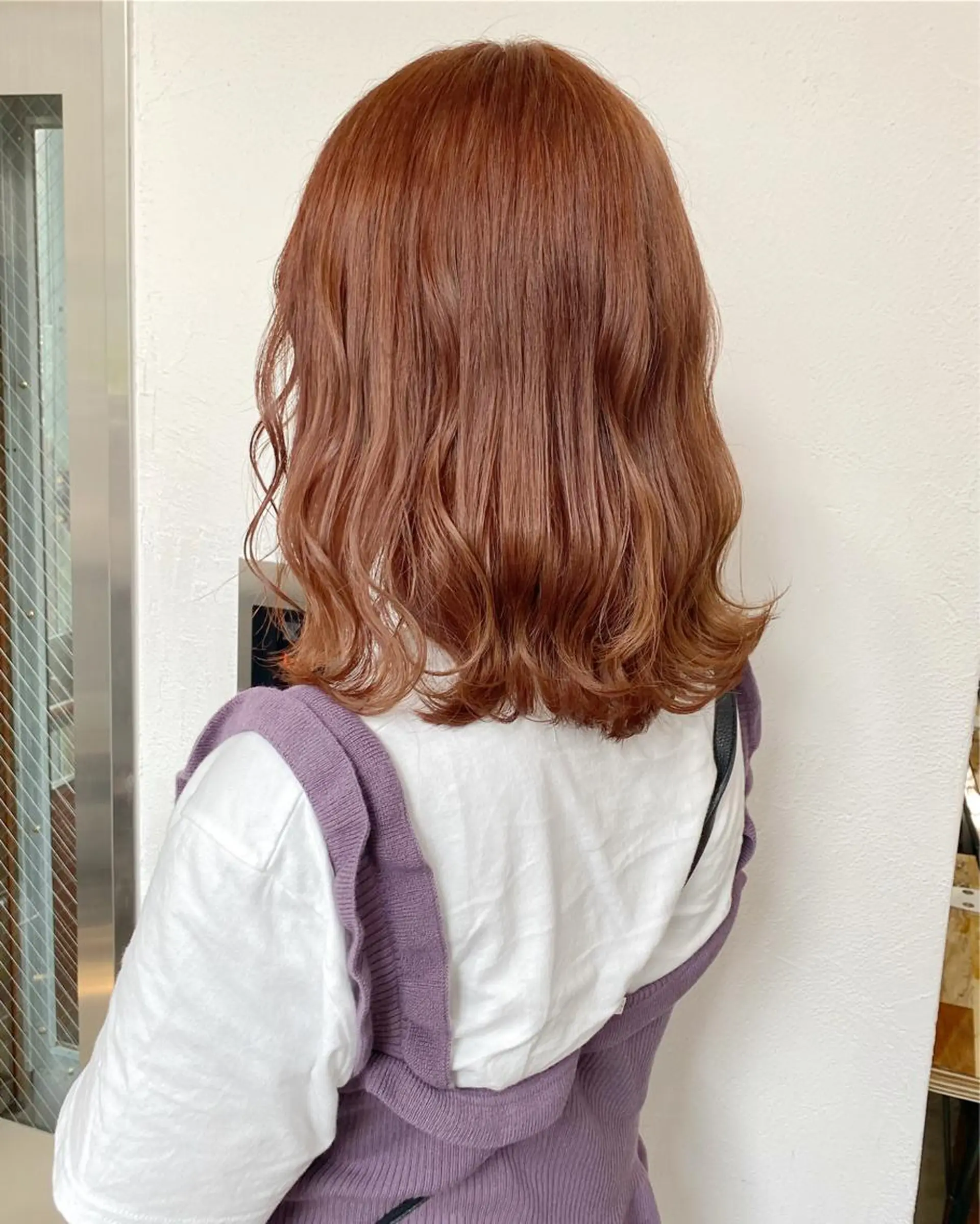 セミロング カラー ヘアアレンジ ブラウンカラー オレンジ オレンジブラウン 榎園 由美のヘアスタイル