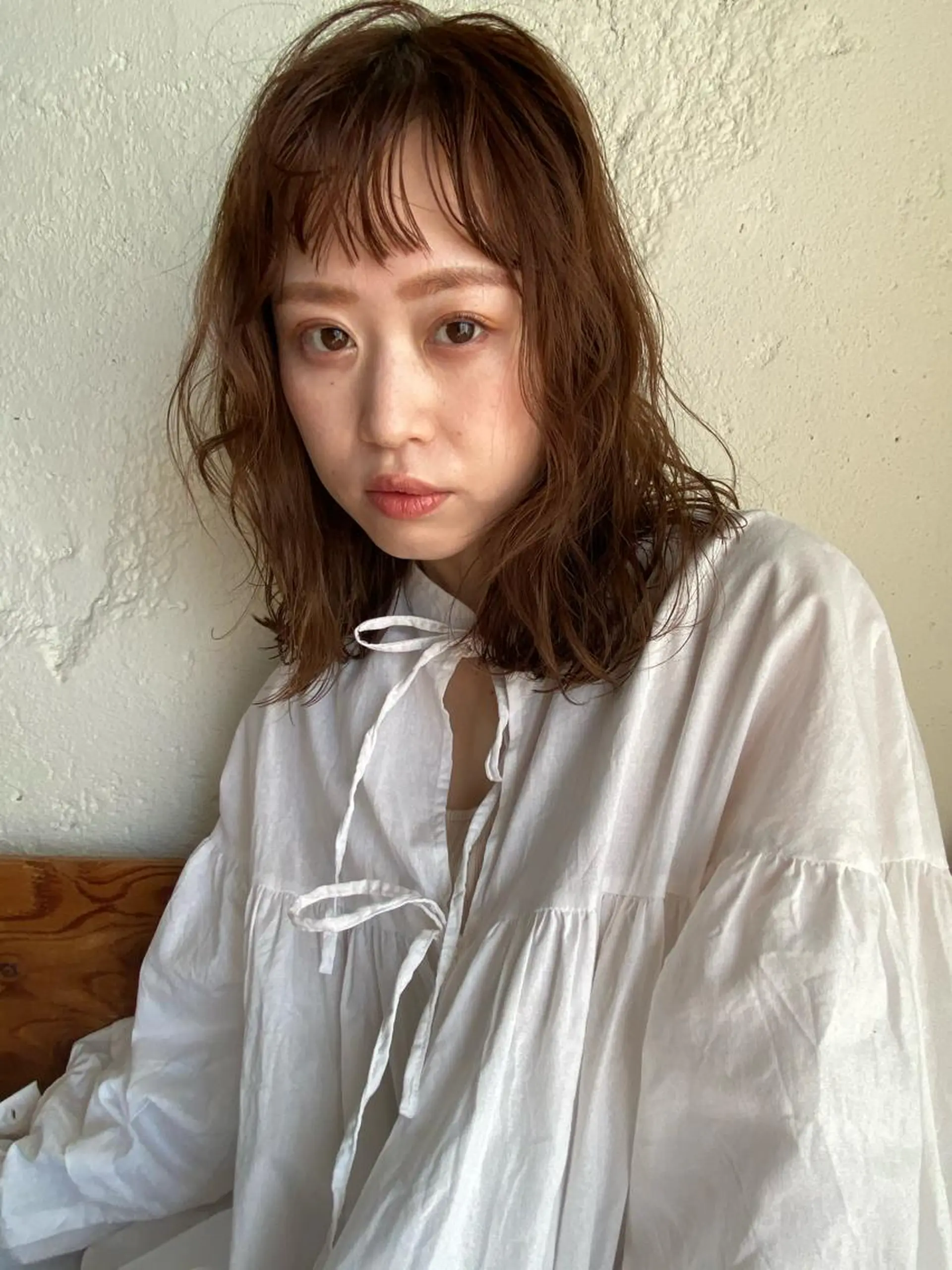 セミロング カット ヘアカラー トリートメント 角岡 真帆のヘアスタイル