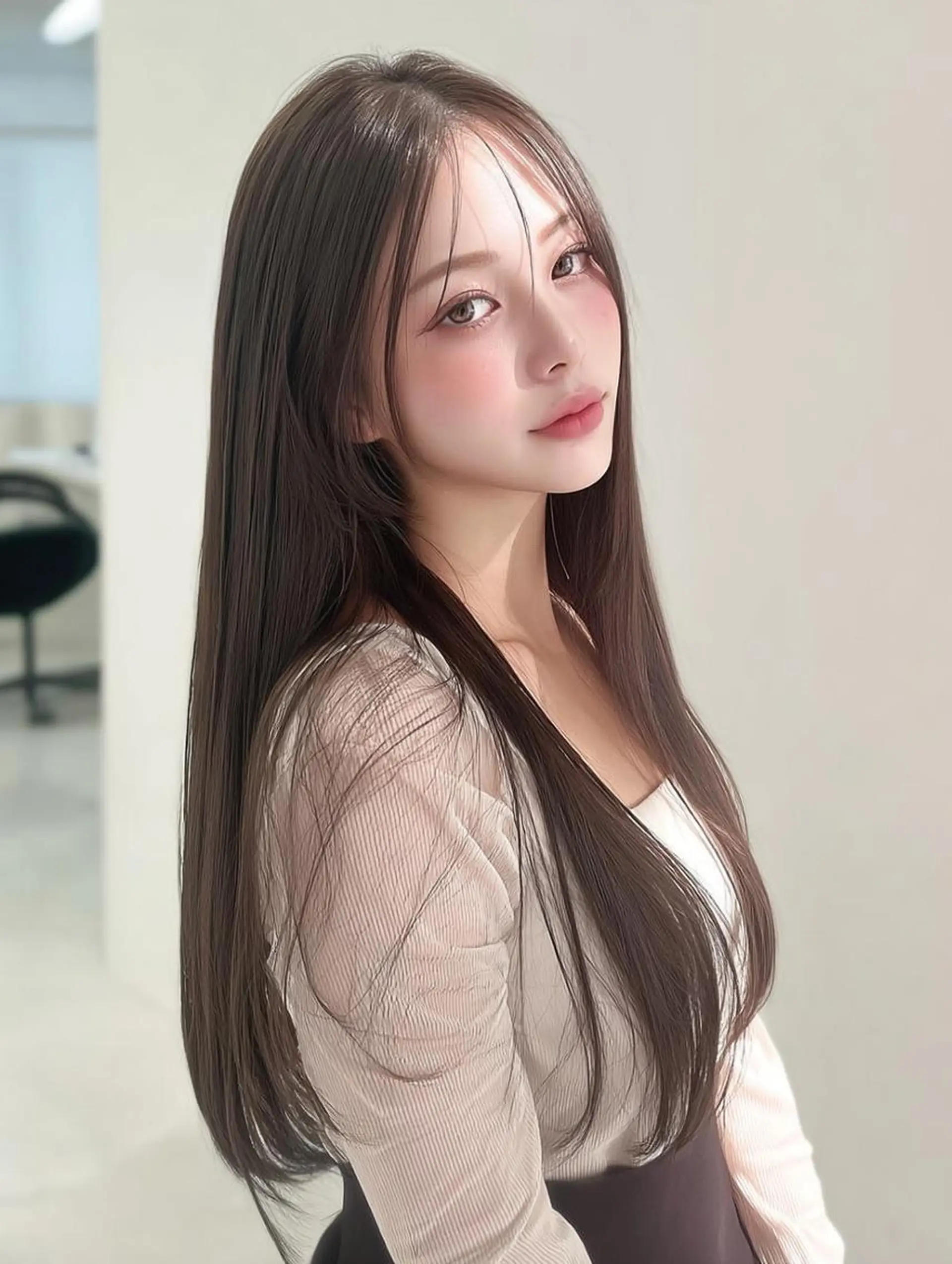 ロング 伸ばしかけ ハイライト 縮毛矯正 縮毛矯正 肥後 有紗のヘアスタイル