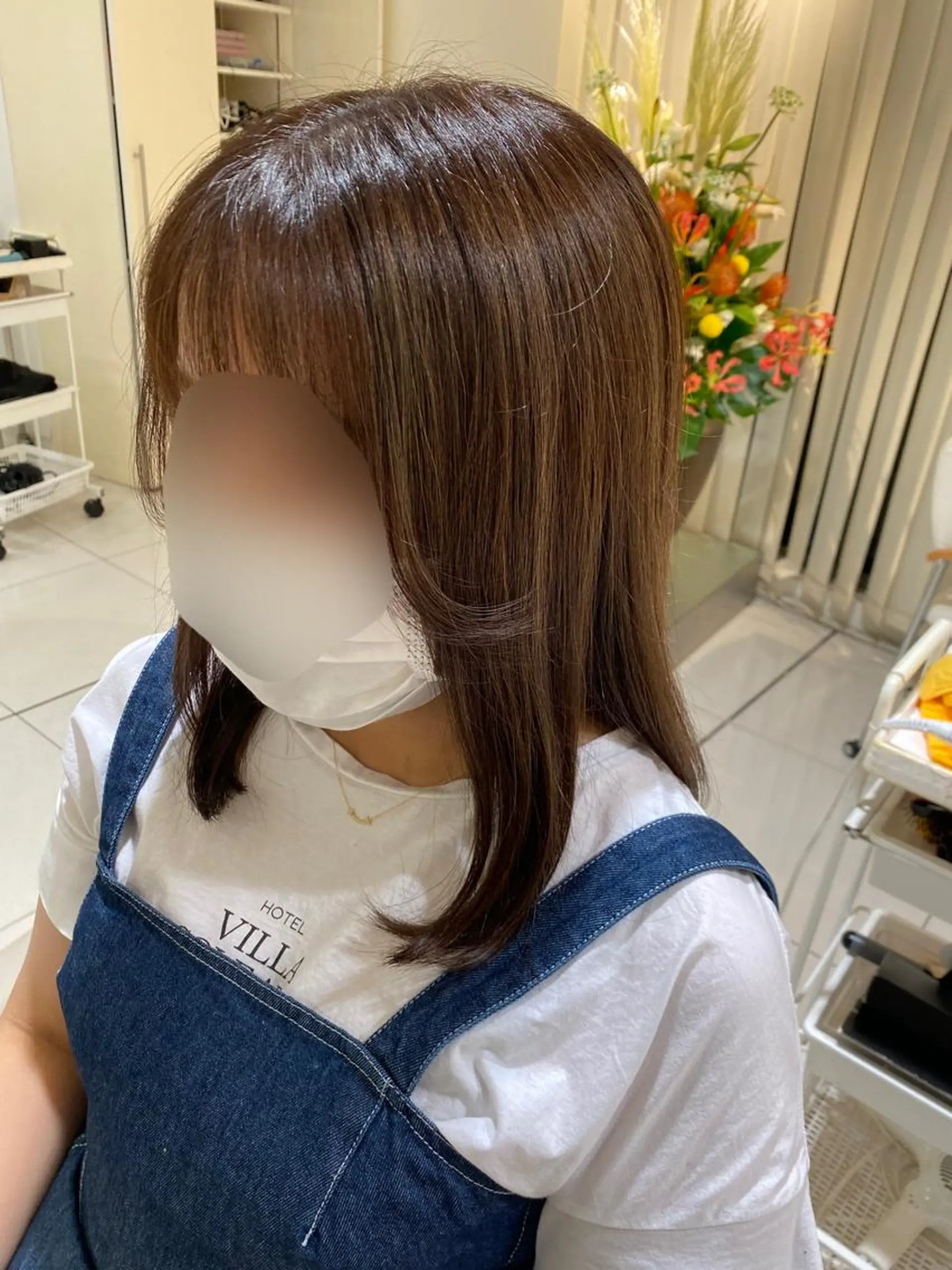 セミロング カラー アッシュ ハイライトカラー ハイライト 透明感カラー💜艶髪 sayakaのヘアスタイル