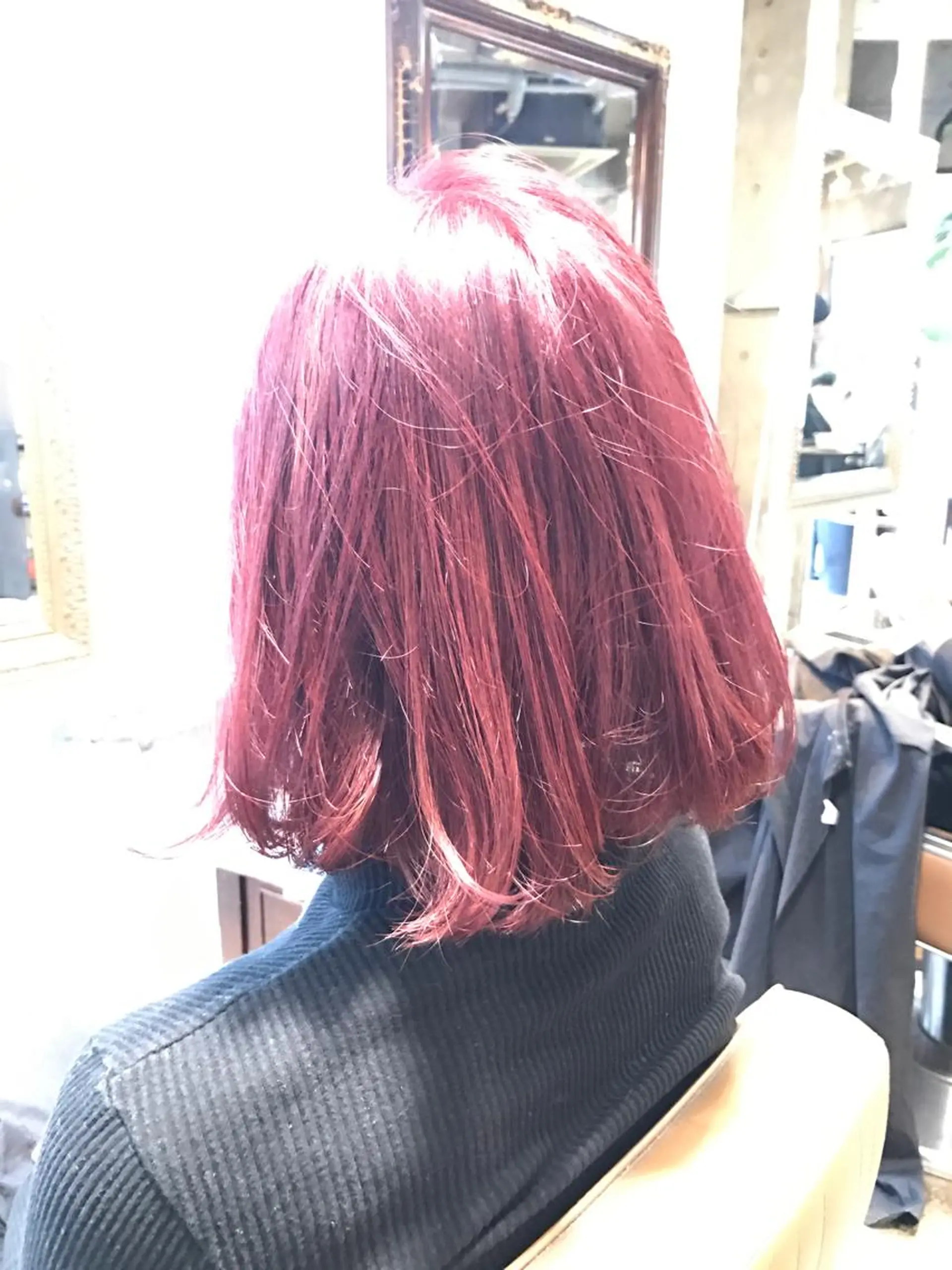ミディアム カラー ダブルカラー ピンクカラー サロンドミルク 原宿のヘアスタイル