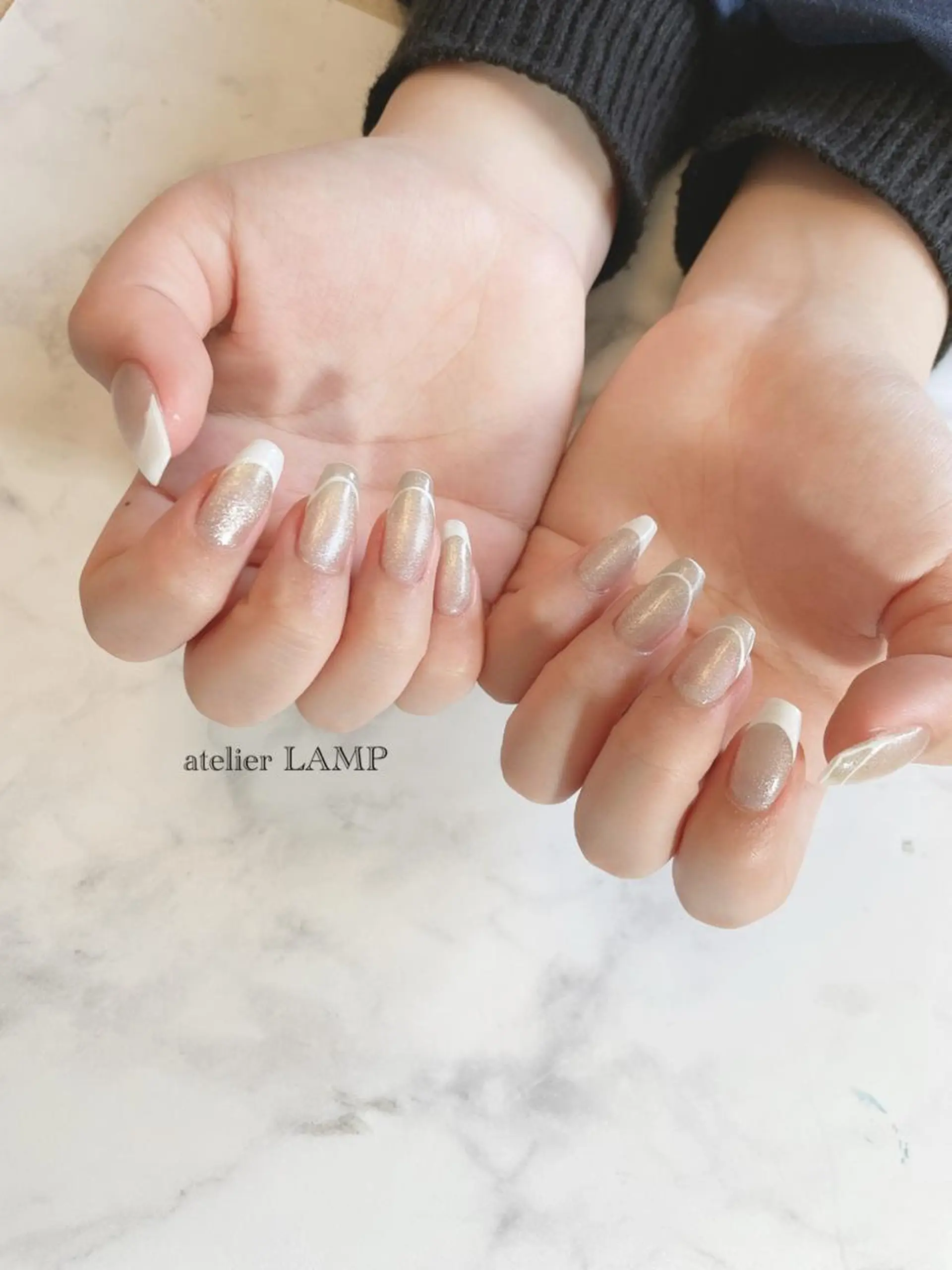 ネイル フレンチネイル マグネットネイル シンプルネイル 春ネイル ハンドネイル NANA no artのネイルデザイン