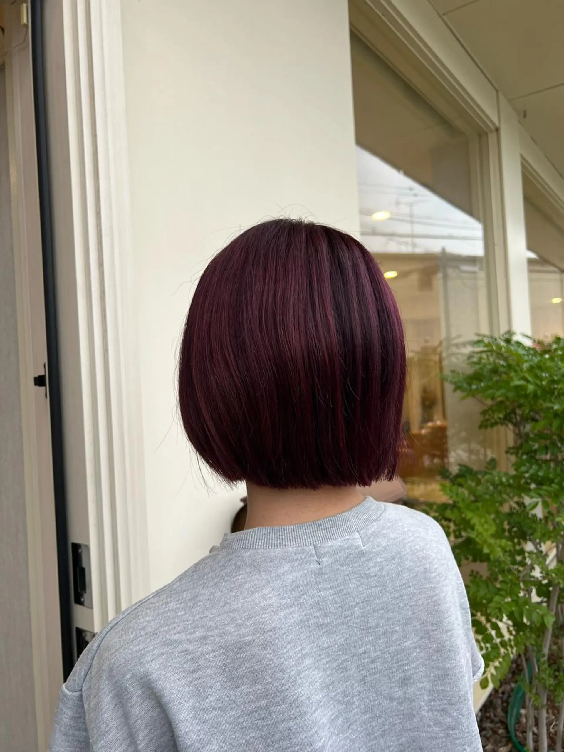 ショート パープルカラー ヘアカラー トリートメント 長尾ゆりの/ボブ/ ベージュ/ハイトーンのヘアスタイル