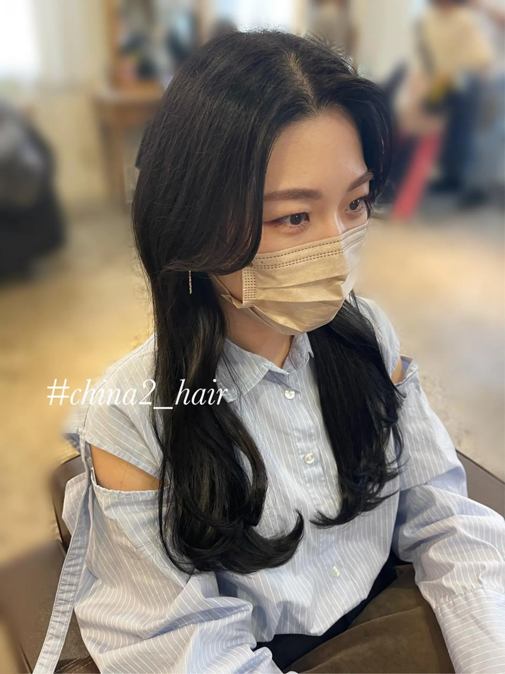 ロング カラー 黒髪 ブルーカラー ブルーブラック グレーブラック くびれヘア 🫧chinatsu 🫧のヘアスタイル