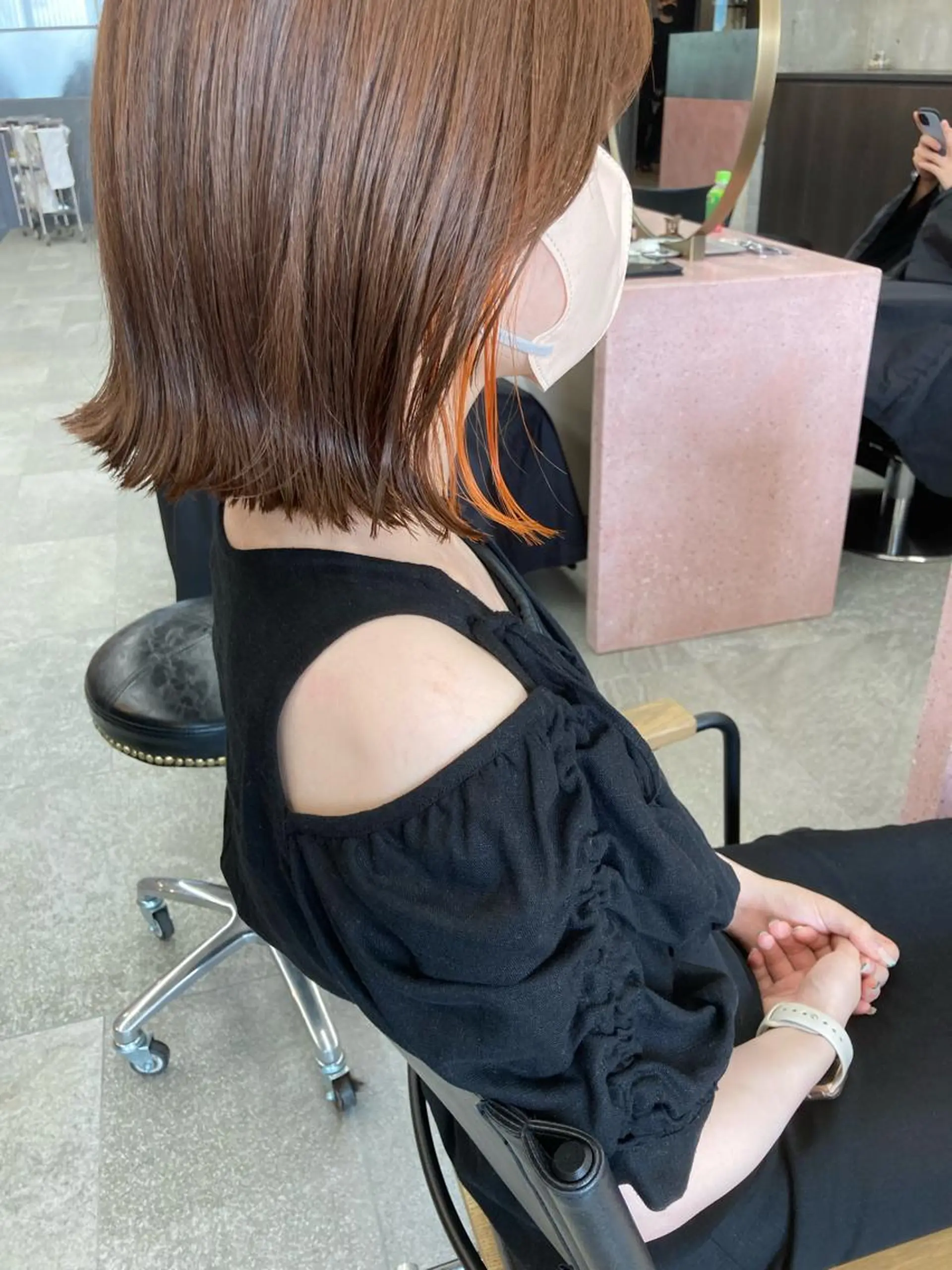 ミディアム カラー オレンジ 小木曽智美 /ボブ/ショートのヘアスタイル