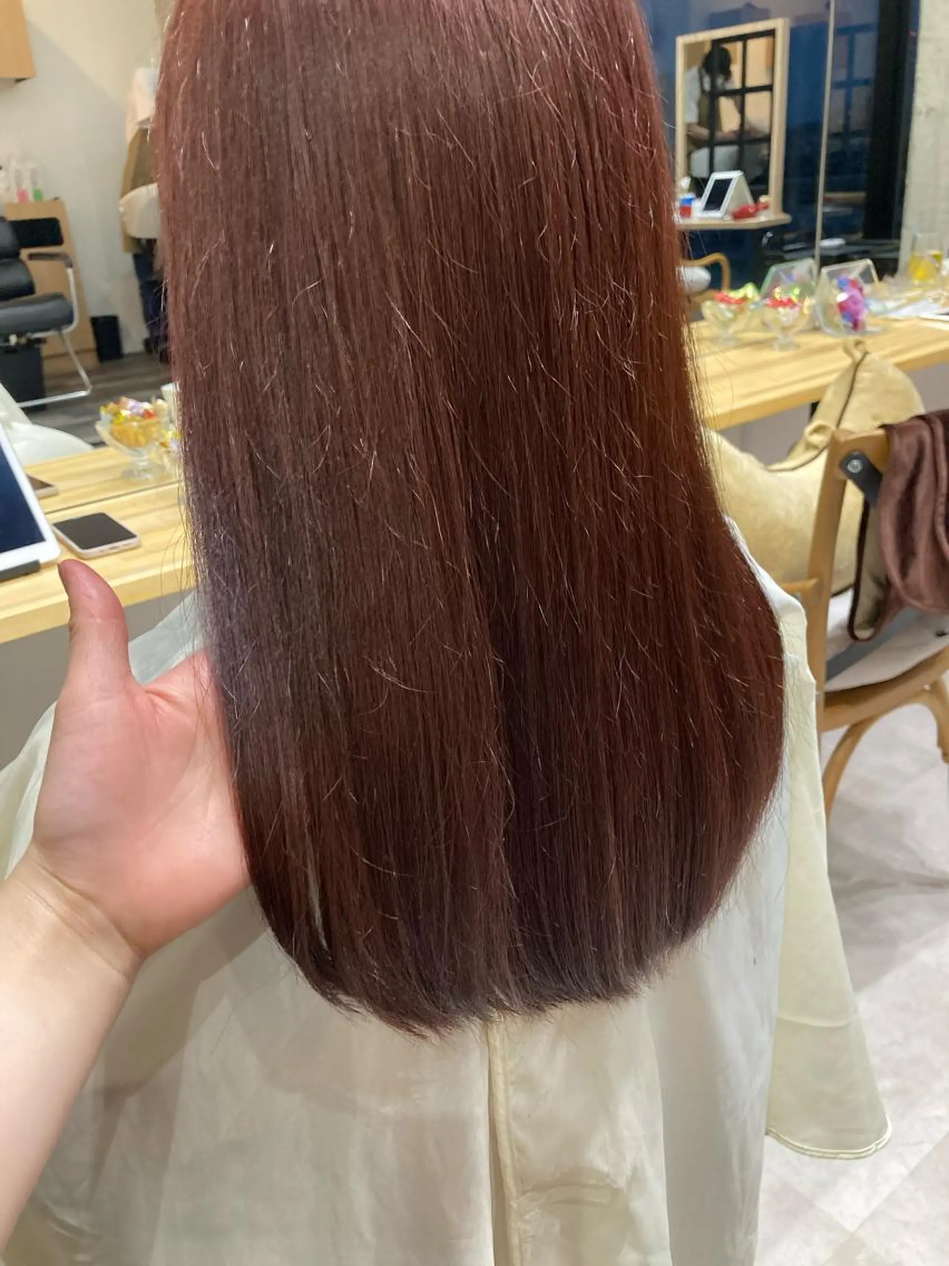 セミロング ヘアカラー トリートメント ✨色持ちの良い艶 カラー✨蟹江真世のヘアスタイル