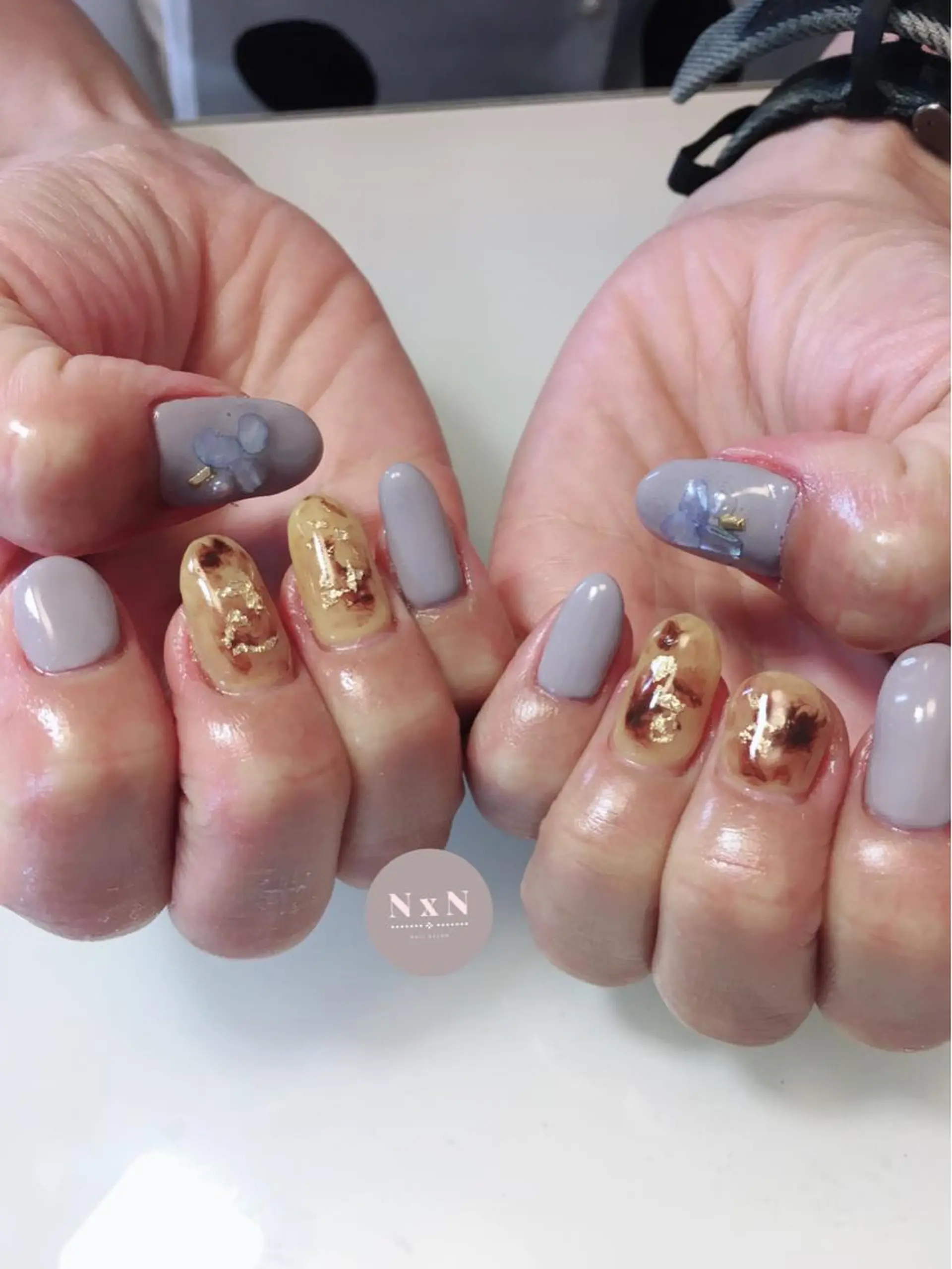 ネイル べっ甲ネイル ジェルネイル ぷっくりネイル nail salon N×Nのネイルデザイン