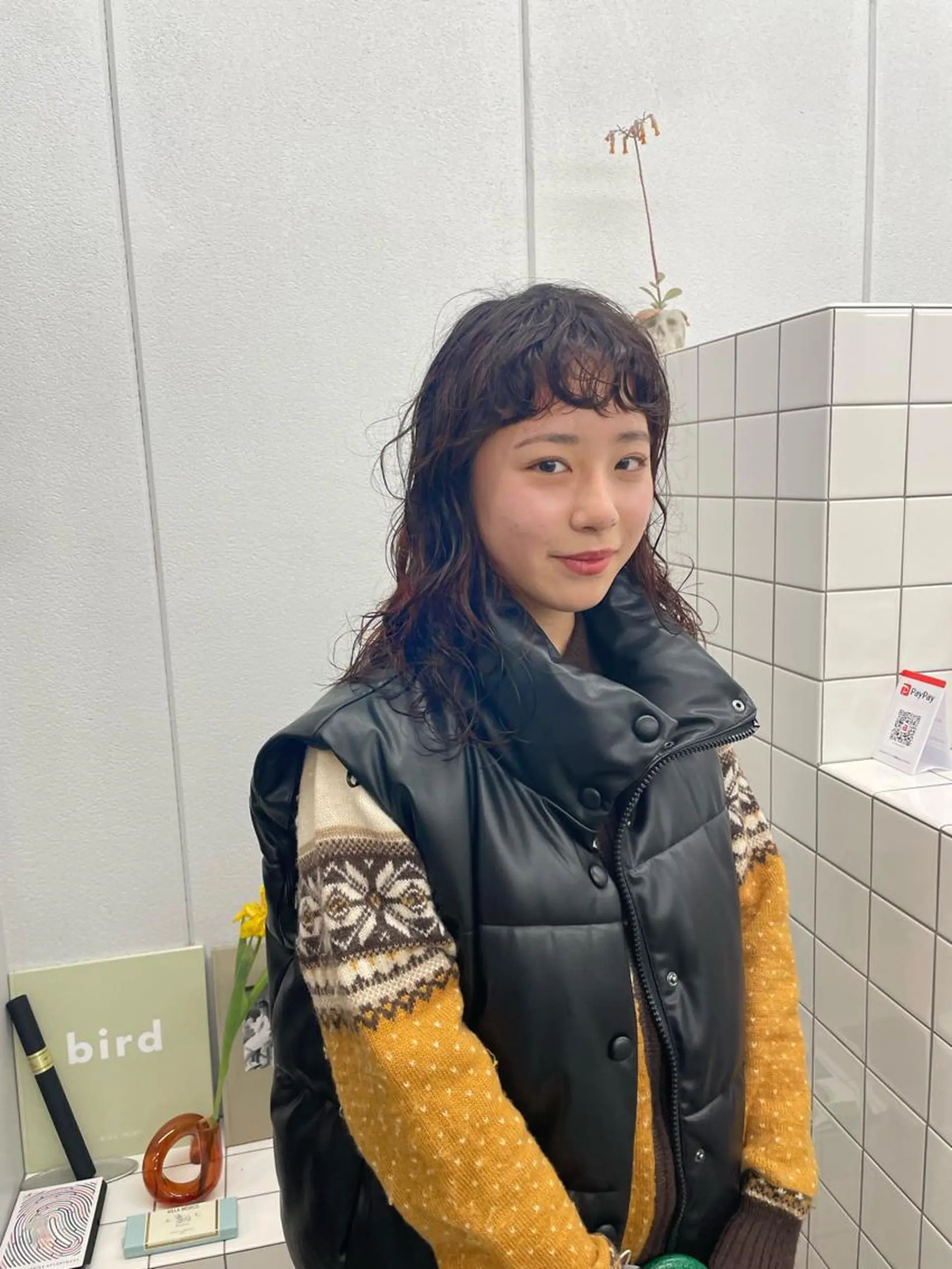 ミディアム カラー パーマ カット パーマ 関 京磨のヘアスタイル