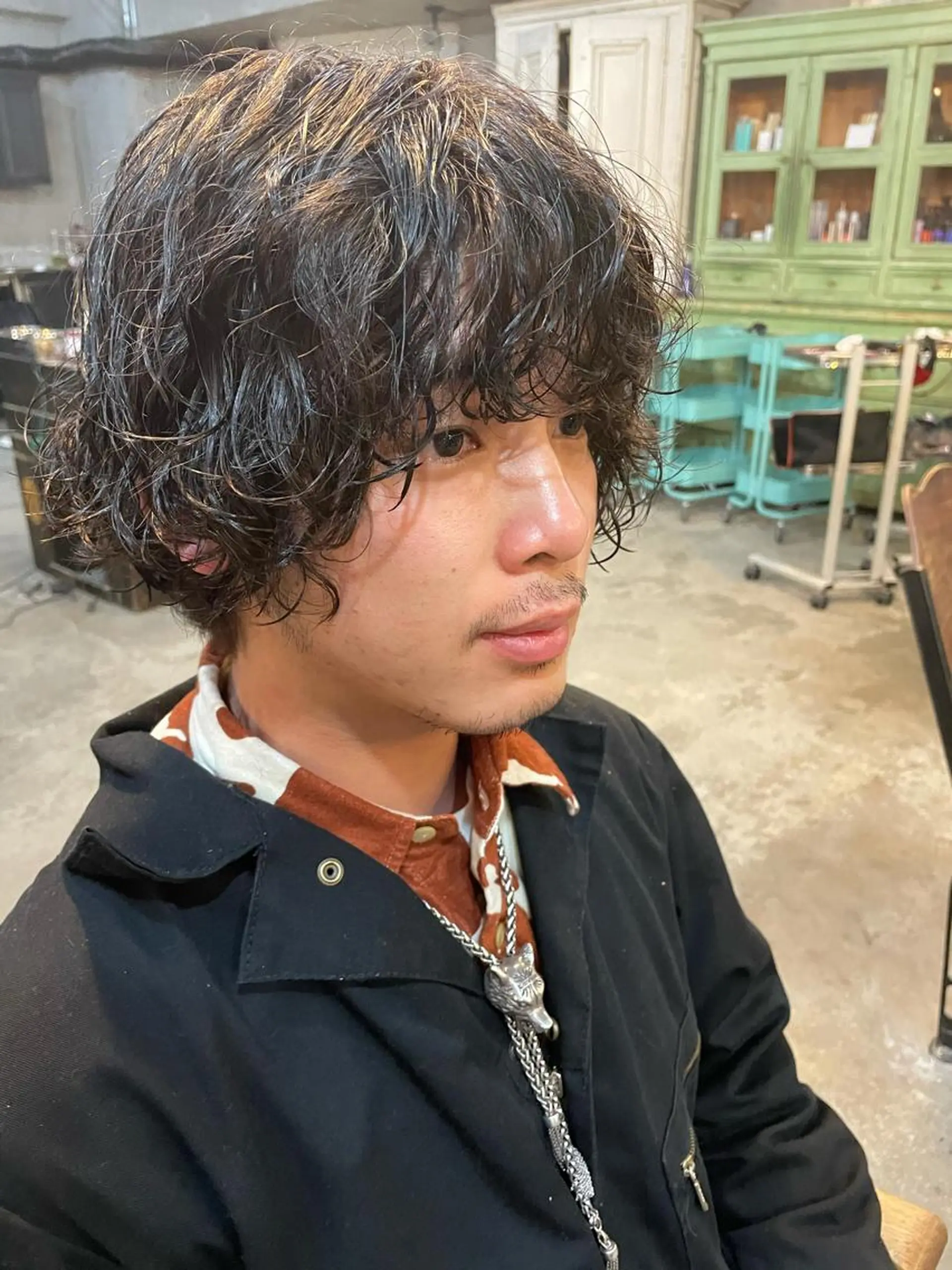 ミディアム カラー パーマ メンズ カット パーマ トリートメント 南堀江🌿パーマ Tetsu【テツ】のヘアスタイル