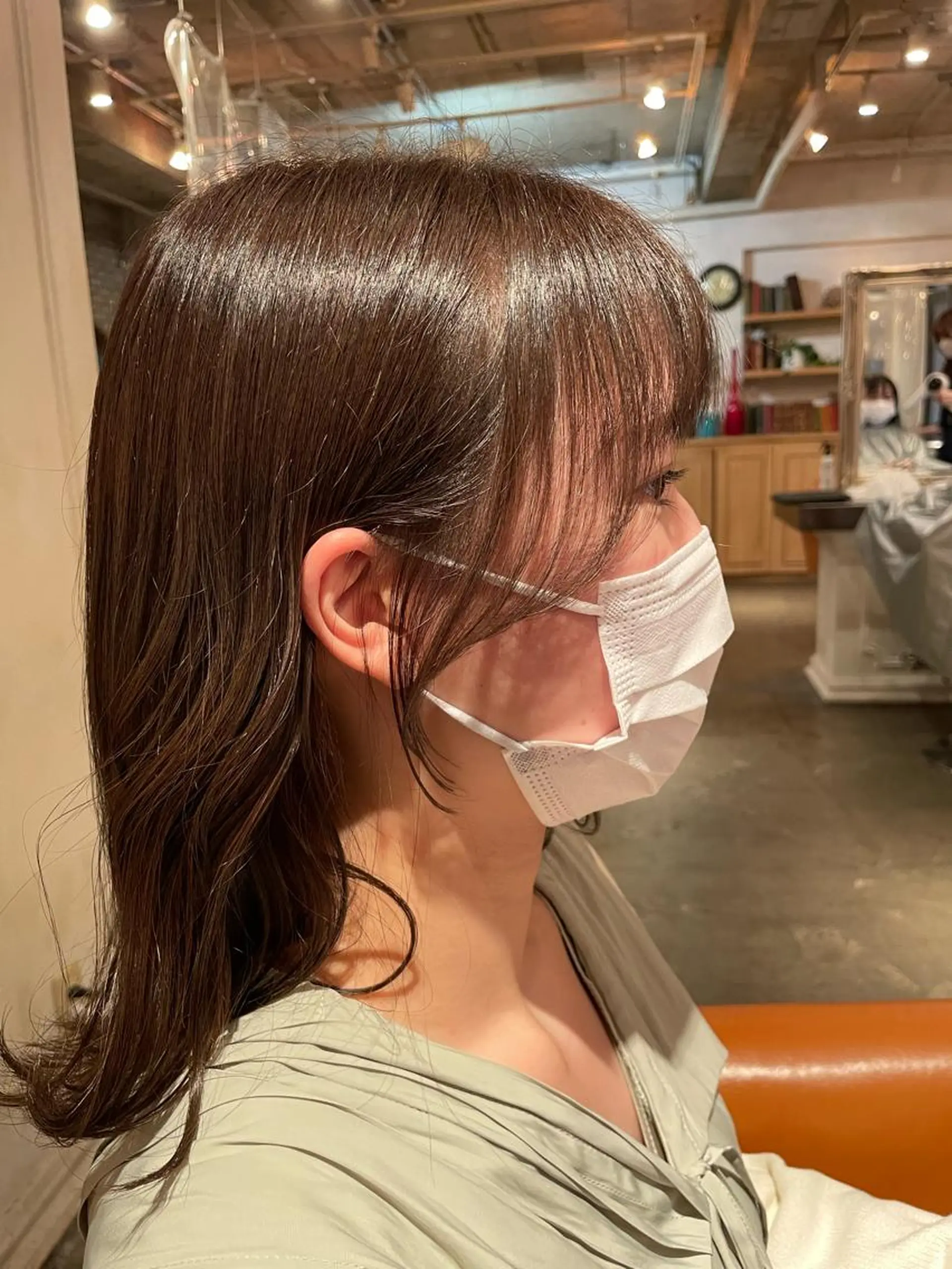 ミディアム カラー ヘアアレンジ 透明感カラー 顔周りカット 韓国風ヘア 韓国風カット/ 髪質改善 黒崎のヘアスタイル