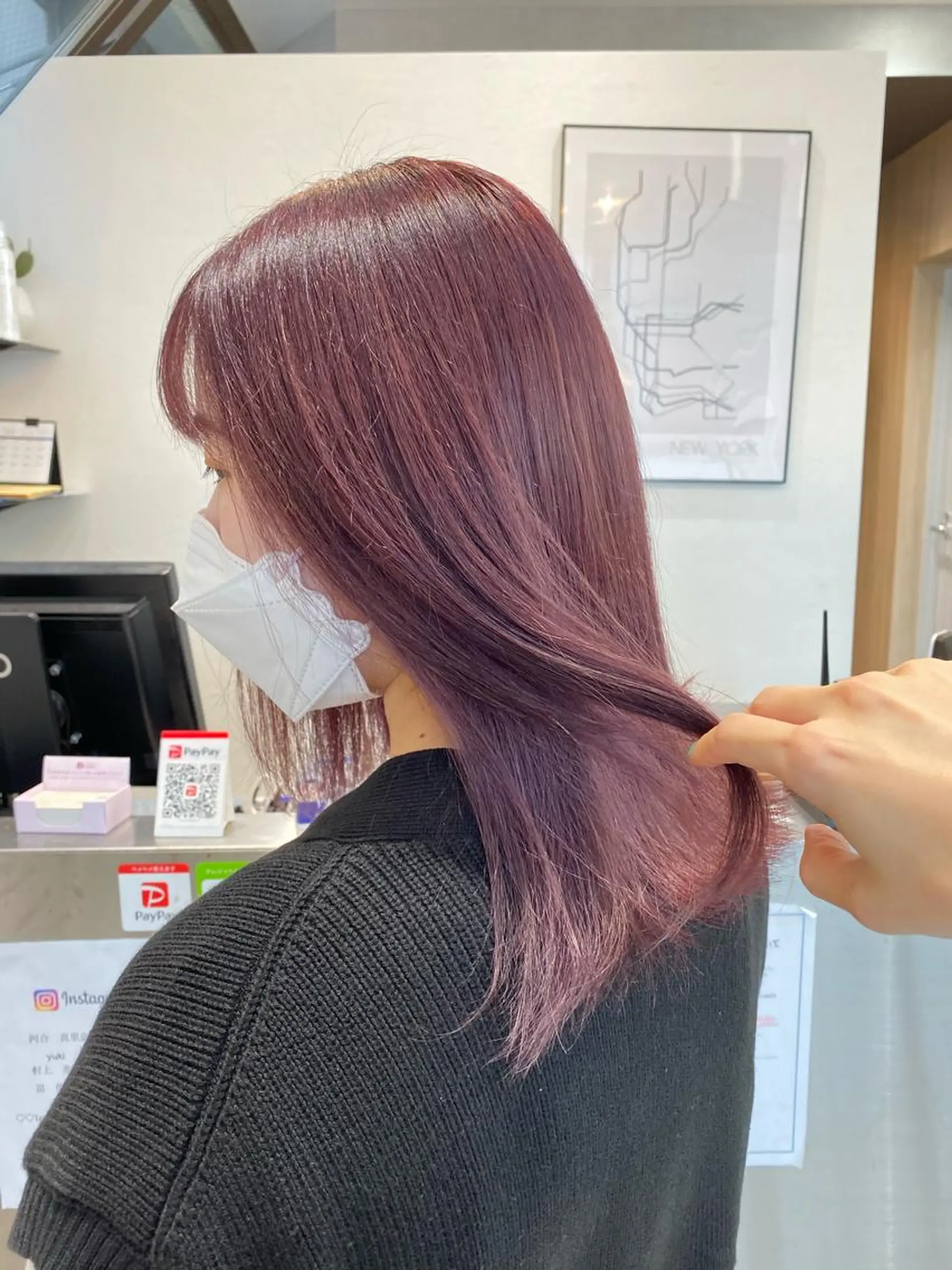 ミディアム カラー オリーブ/アッシュ やわらか透明感カラーのヘアスタイル