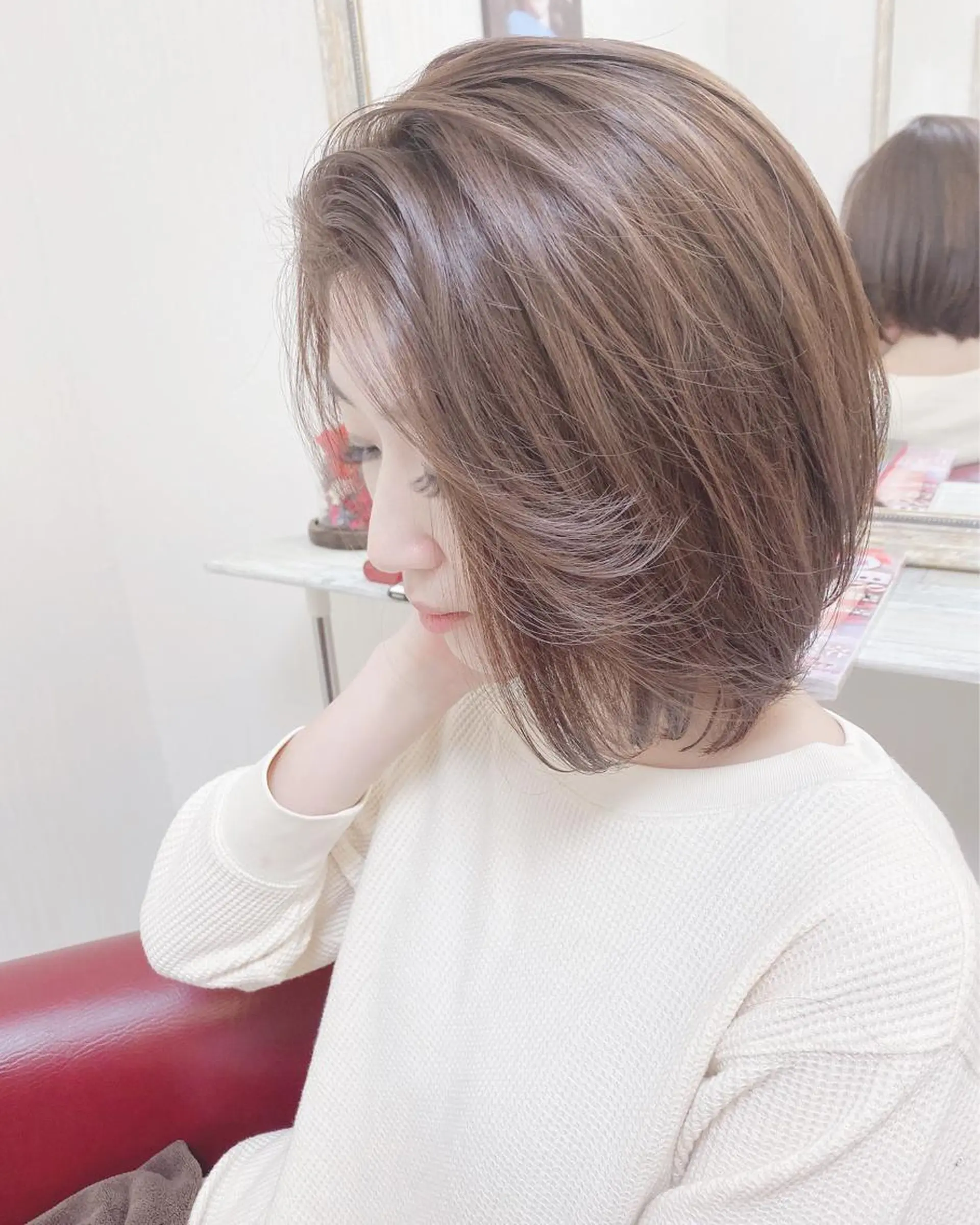 ミディアム カラー カット 縮毛矯正 トリートメント YURI ✨のヘアスタイル