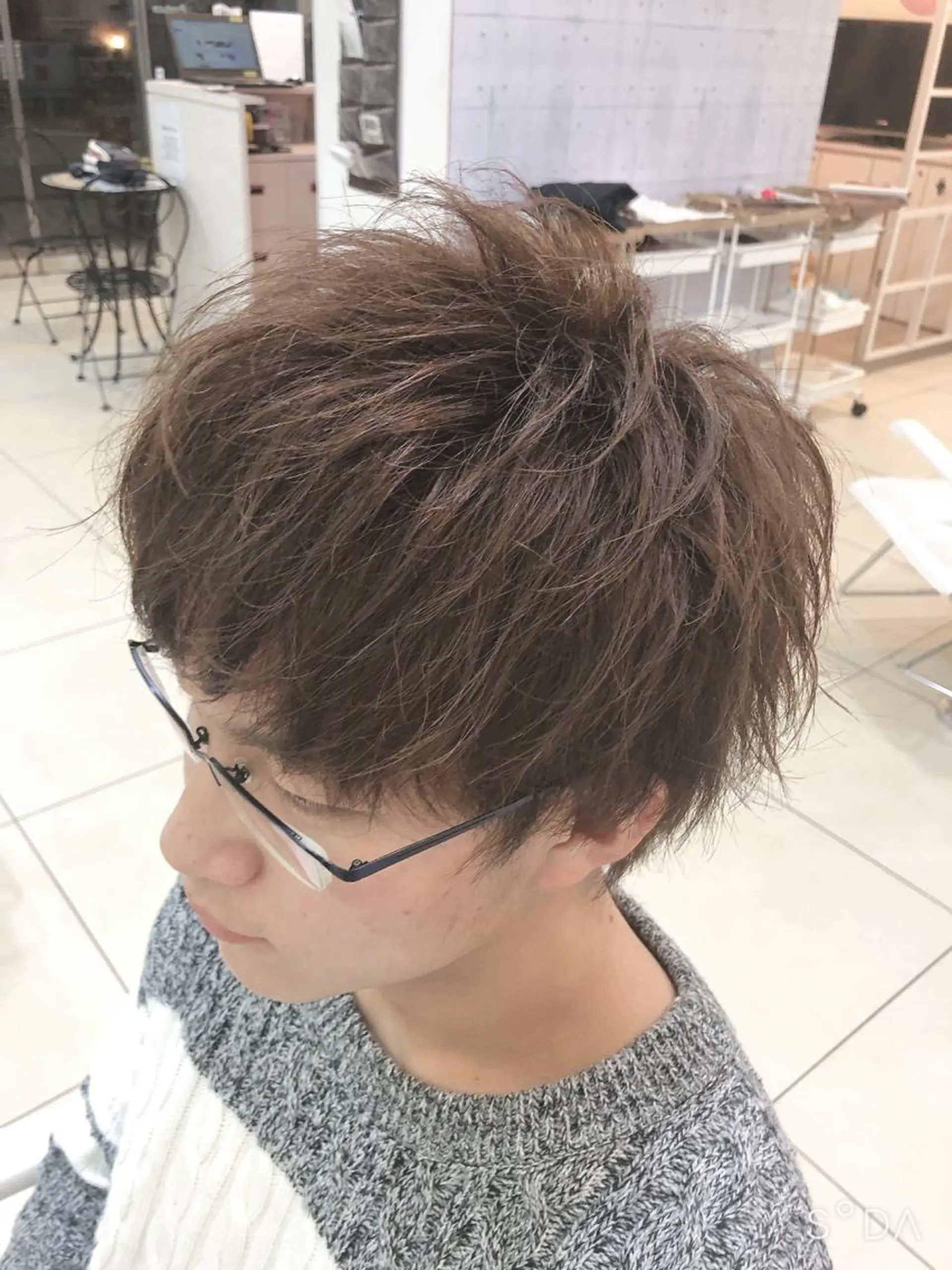 ショート カラー メンズ 髪質改善× ハイライト溝江のヘアスタイル