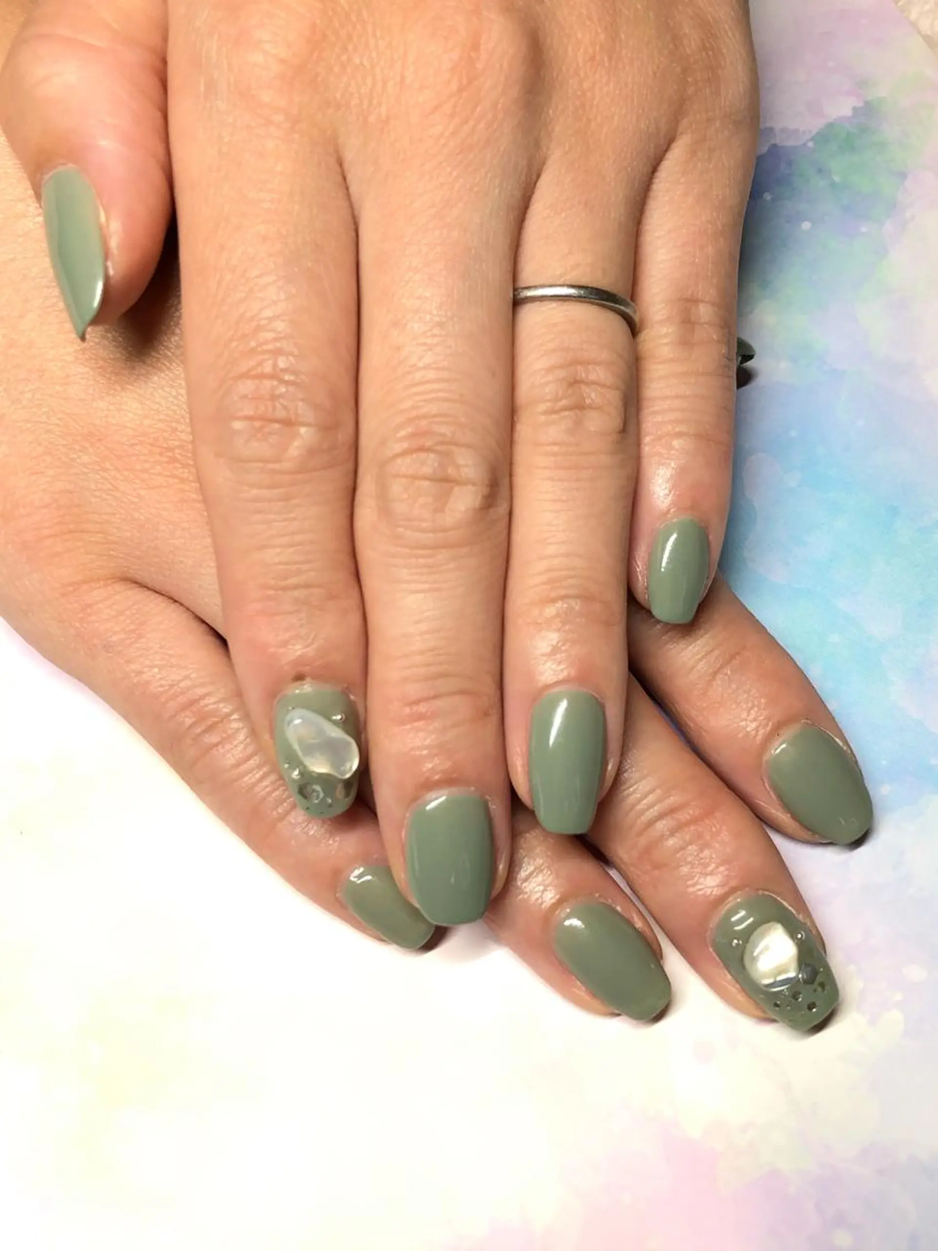 ネイル グリーン Mirei NAIL 金児のネイルデザイン