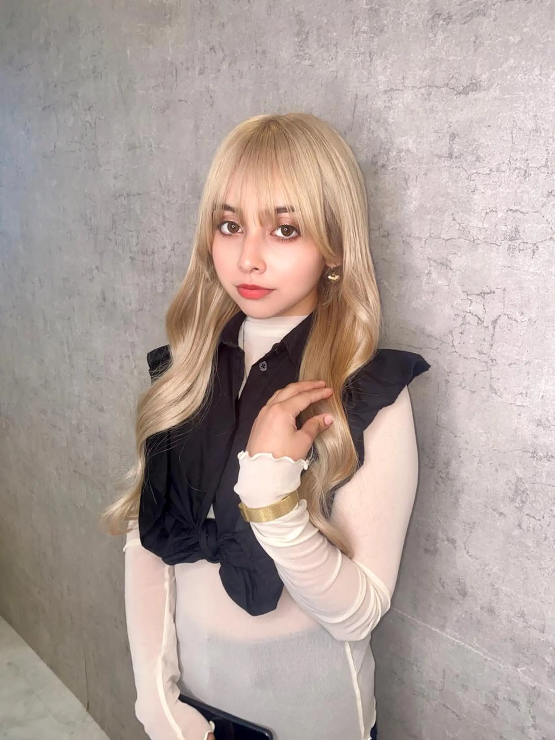 ロング シールエクステ アッシュ ミストバング パープルカラー エクステ 【GRIZZ】グリス所属・エクステサロン GRIZZのヘアスタイル