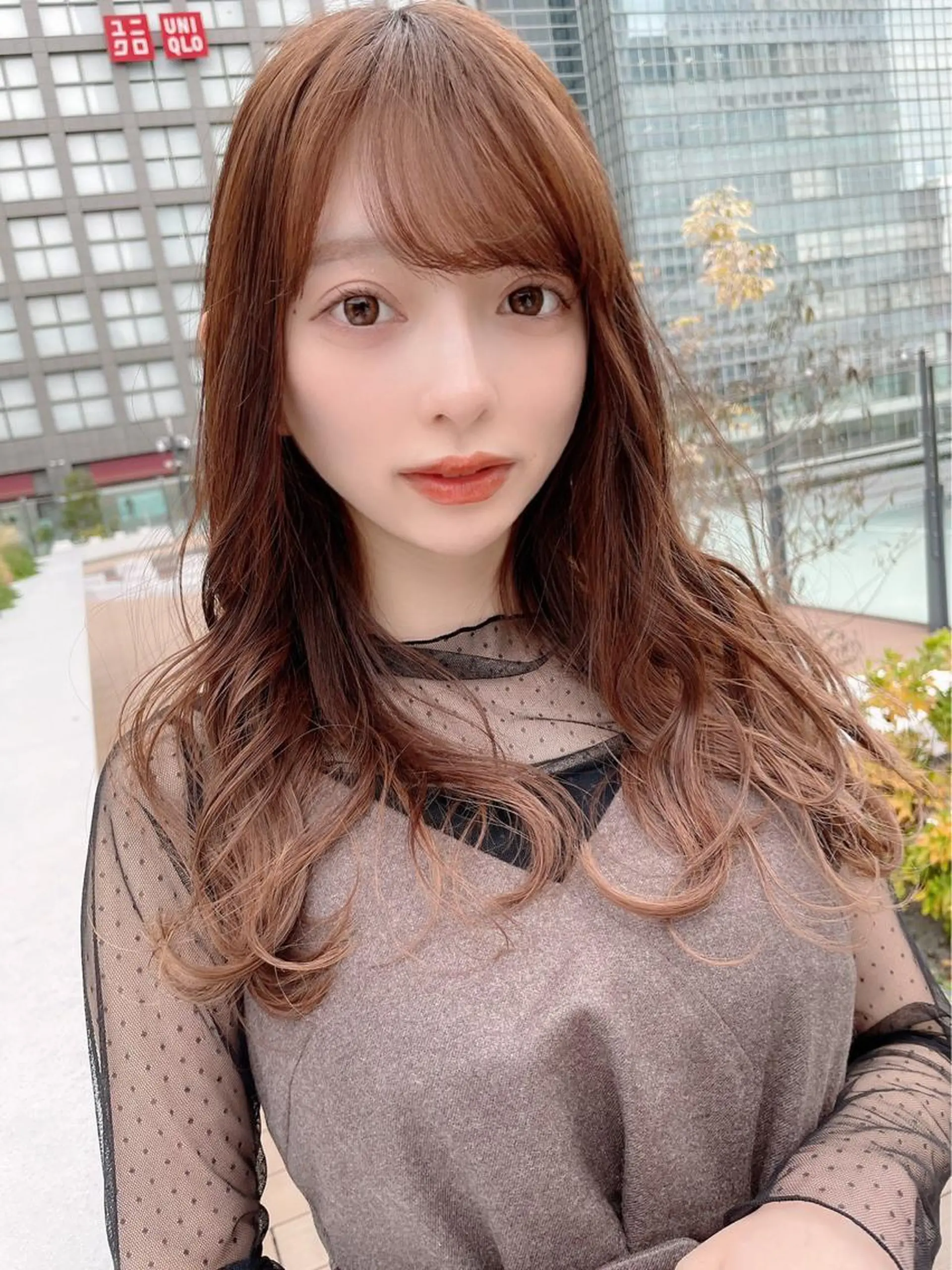 ミディアム カラー ヘアアレンジ 顔周りカット/髪質改 善/新宿/畑中稔里のヘアスタイル