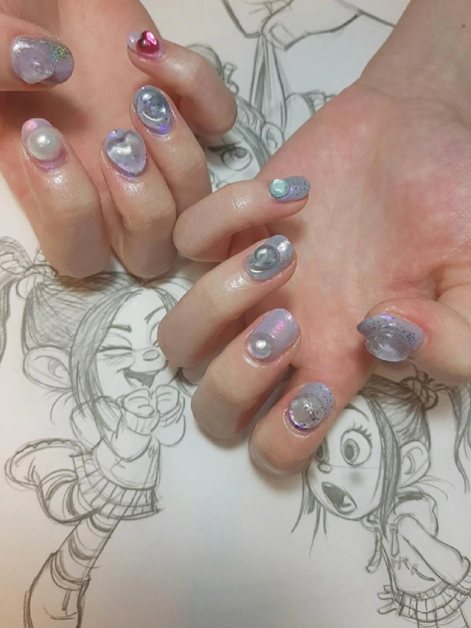 ネイル 韓国ネイル ミラーネイル owlnail /持込みデザイン専門のネイルデザイン