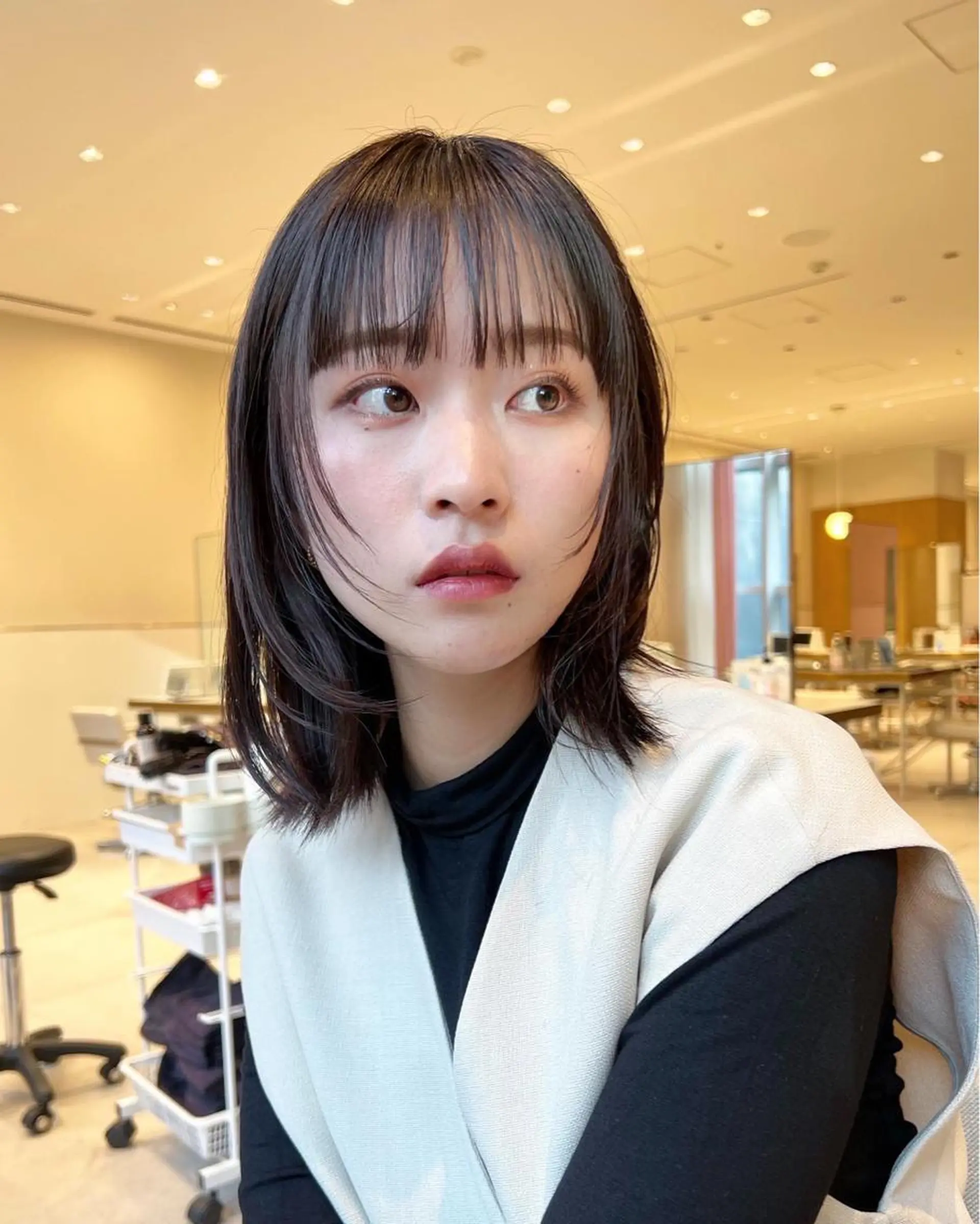 ショート 顔まわりレイヤー 韓国風ヘア レイヤーカット レイヤー専門家 ダブルカラー修のヘアスタイル