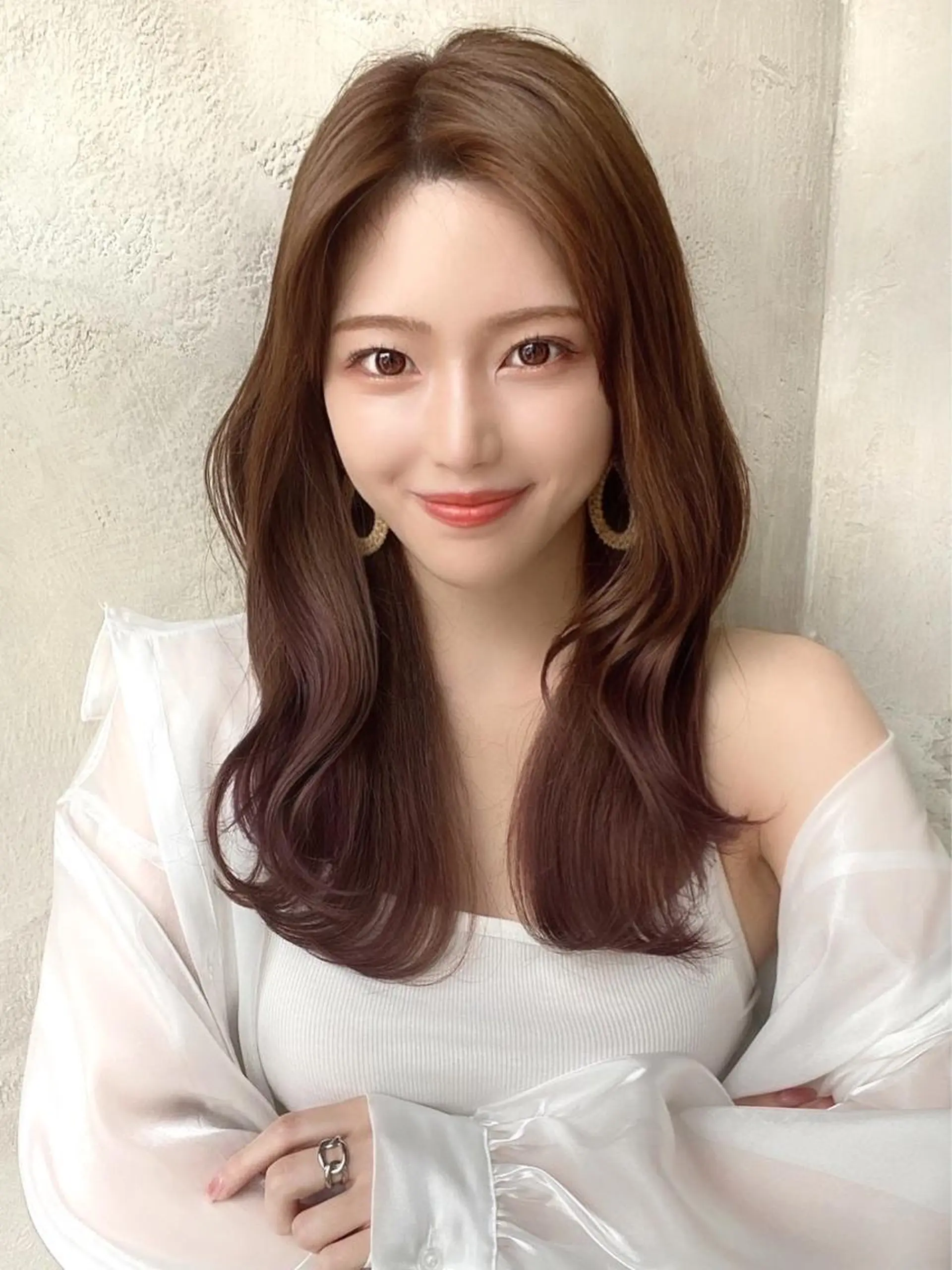 セミロング カラー ベージュカラー ブラウンカラー ブラウンベージュ くびれヘア 顔周りカット カット ヘアカラー トリートメント 顔周り/くびれヘア 韓国ヘア💕風間るなのヘアスタイル