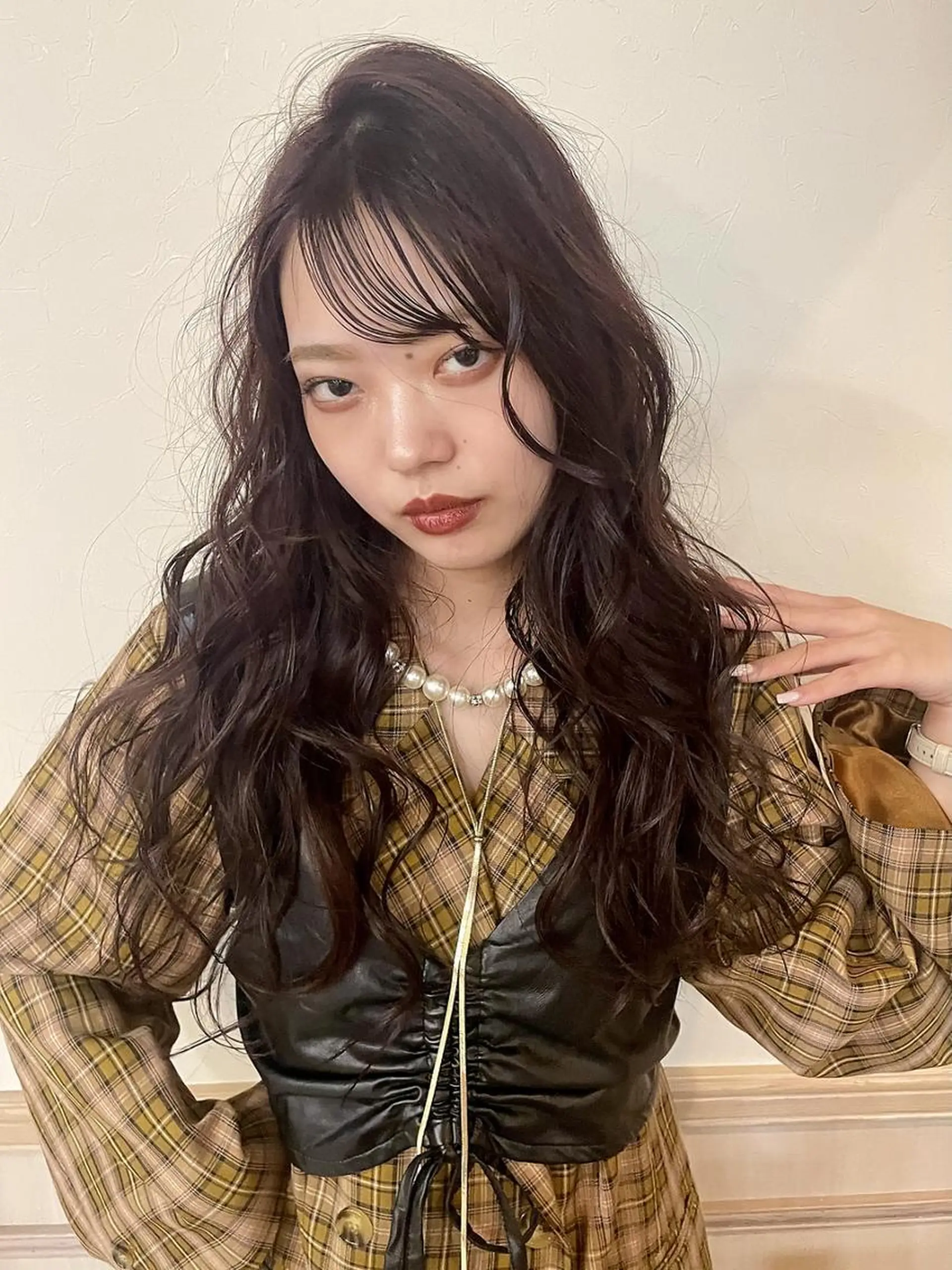 ロング パーマ カット パーマ 松本/艶カラー/ ブリーチ/村岡 彩優のヘアスタイル