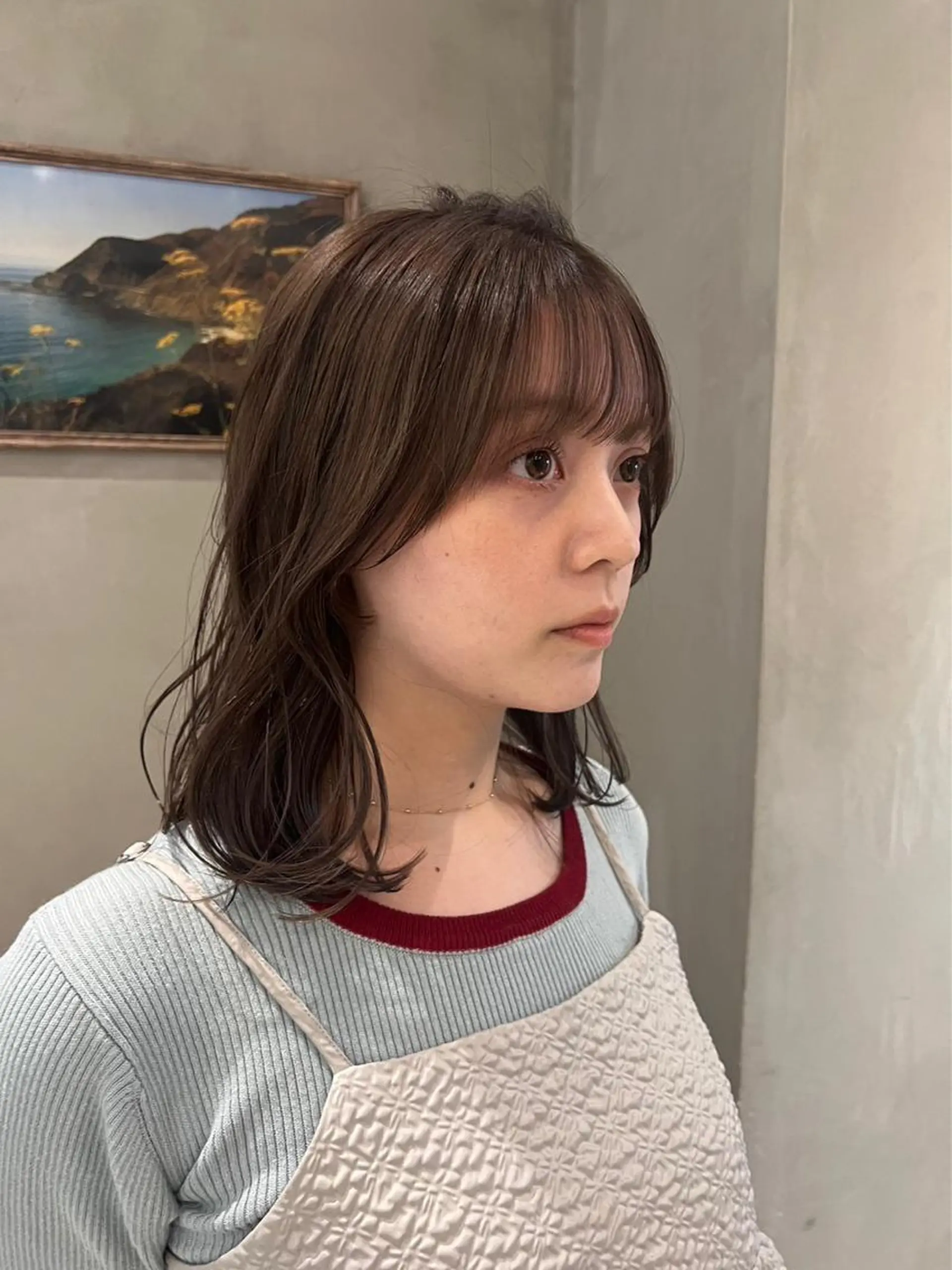 ミディアム カット ヘアカラー トリートメント 顔周りcut・ご相談 ＝新宿しずく🇰🇷のヘアスタイル