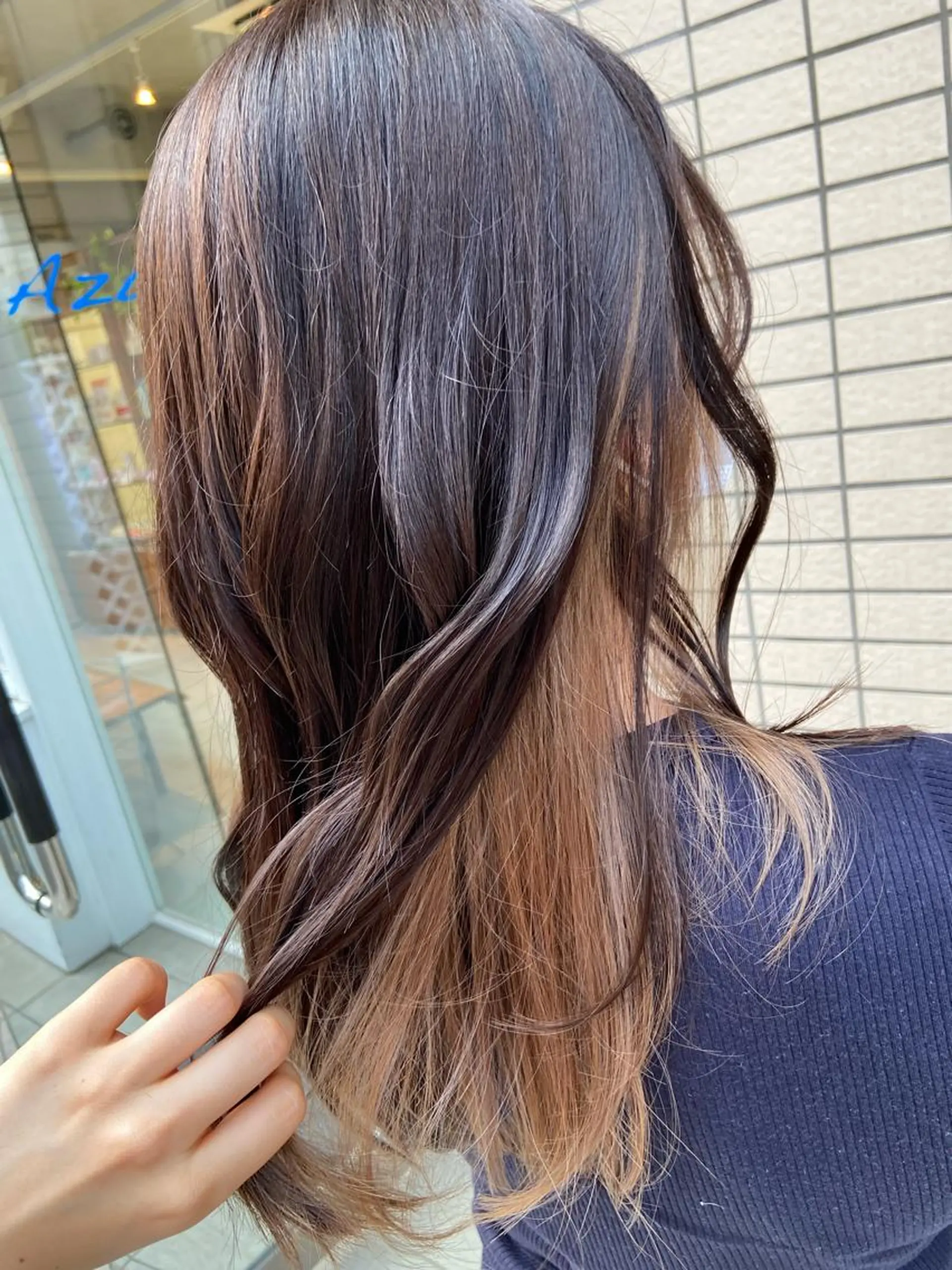 ロング カラー ブリーチ インナーカラー オレンジ ヘアカラー 菊地 美憂のヘアスタイル