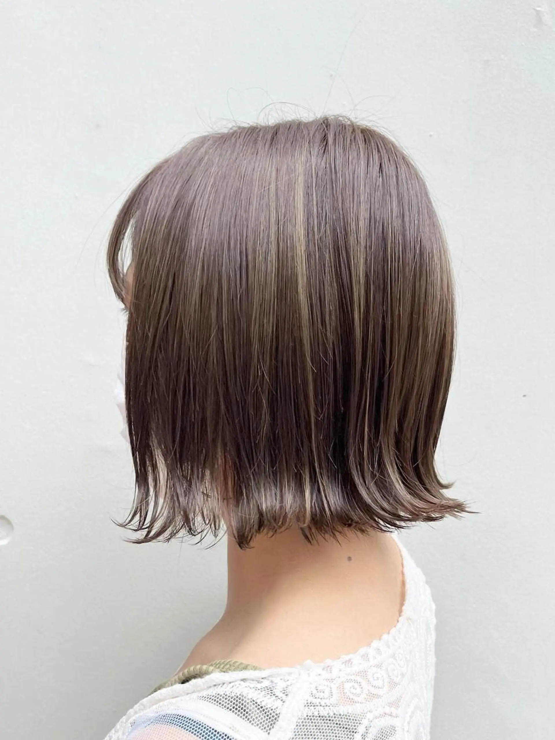 ミディアム カラー ベージュカラー ミルクティーベージュ ボブ 外ハネヘア 髪質改善カラー☆ ヘアアレンジmiyuのヘアスタイル