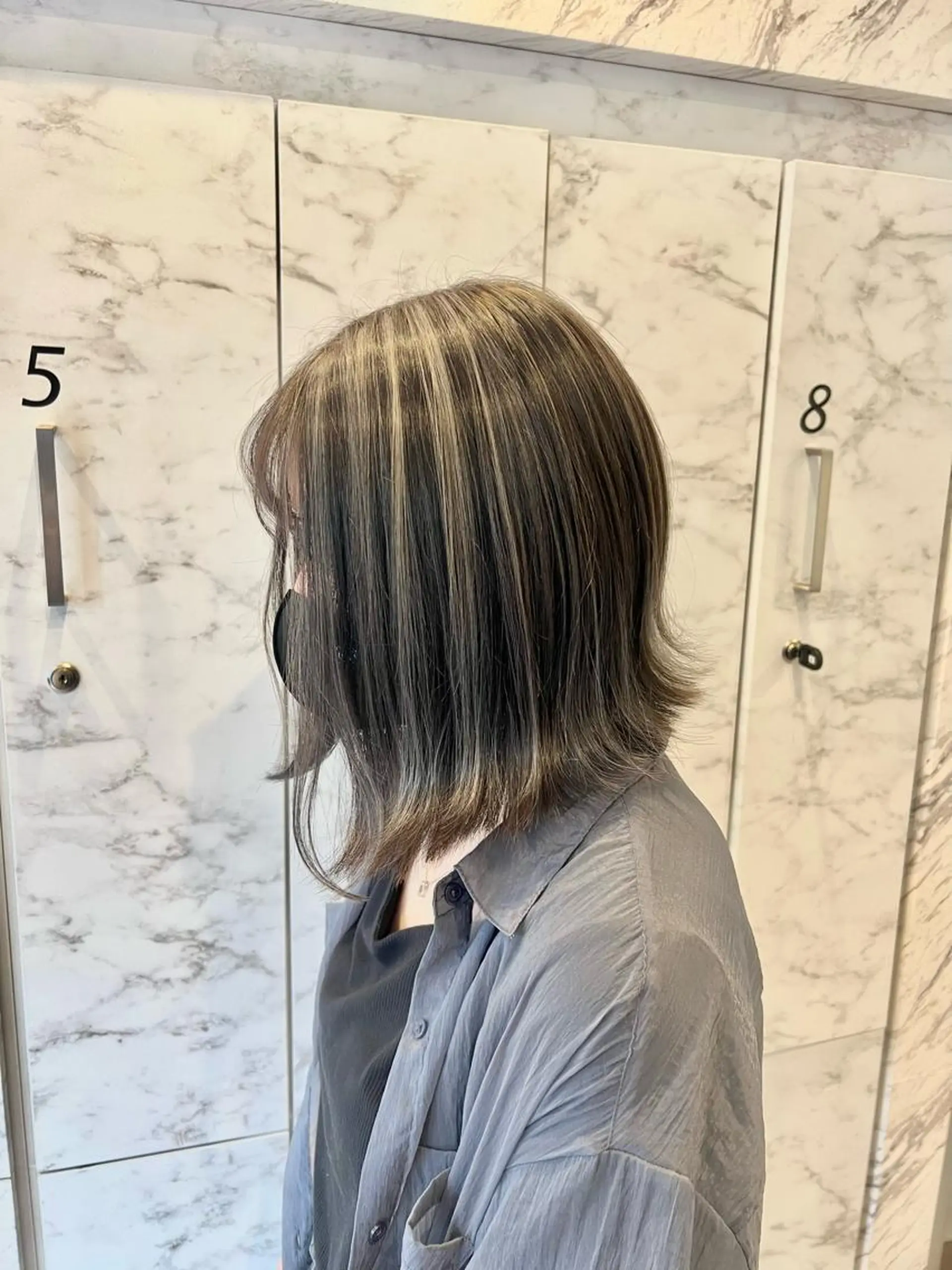 ミディアム カラー ヘアカラー 太白区白髪ぼかし/ ボブカット/千葉達人のヘアスタイル