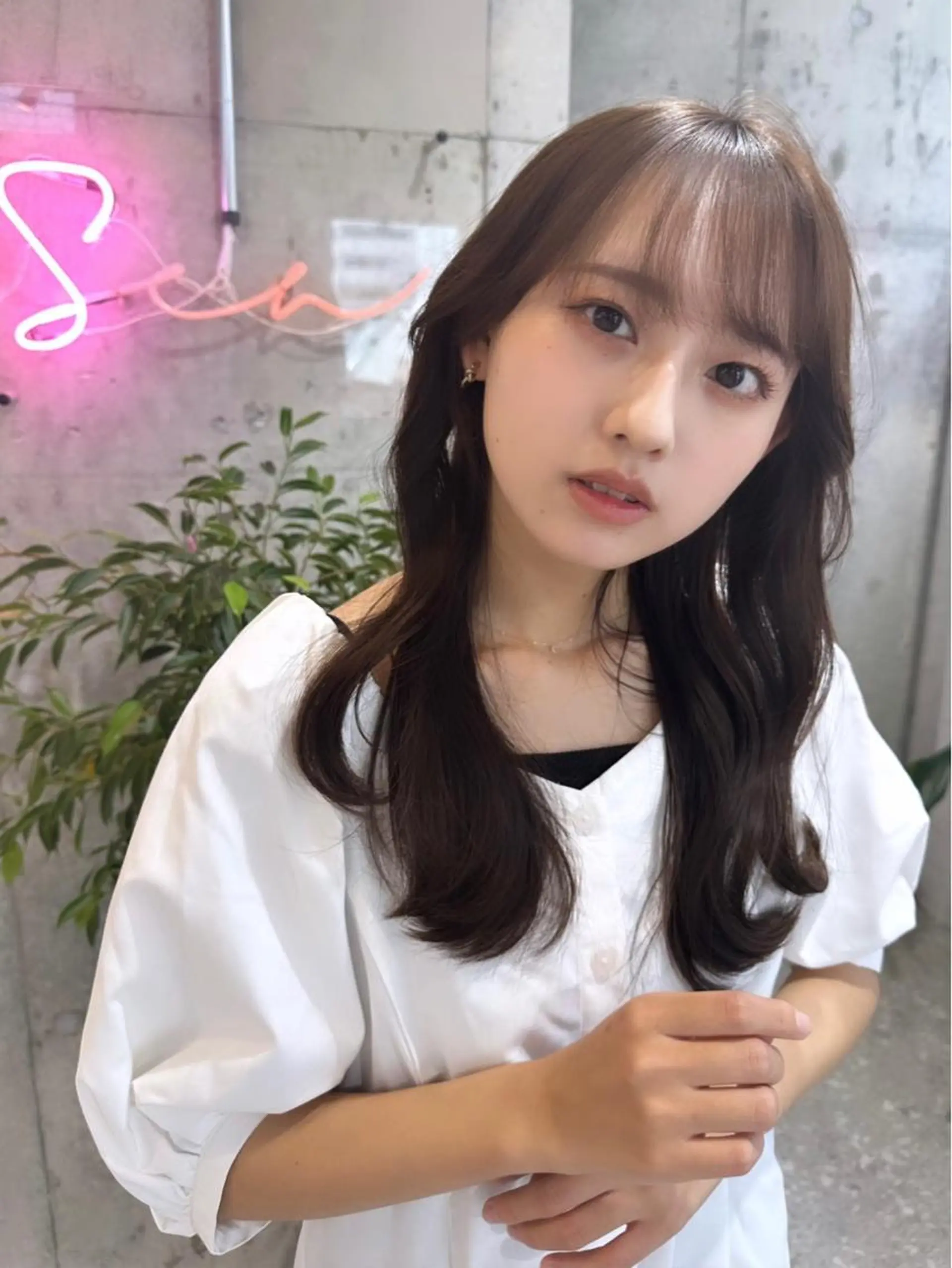 セミロング カラー カット ヘアカラー トリートメント ヘッドスパ 髪質改善/韓国ヘア レイヤー/新宿/ロミのヘアスタイル