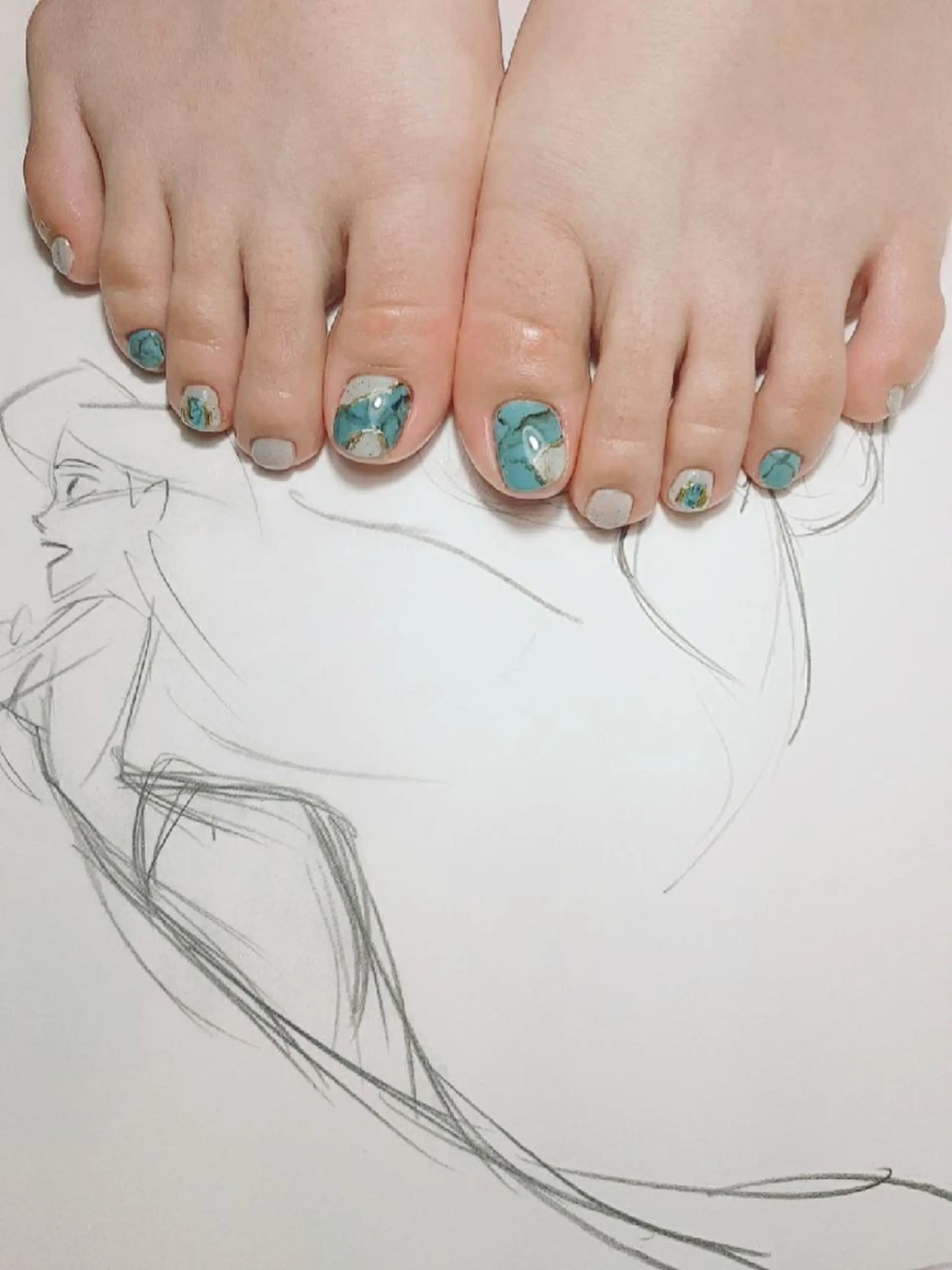 ネイル フットネイル 大理石ネイル(マーブル) owlnail /持込みデザイン専門のネイルデザイン