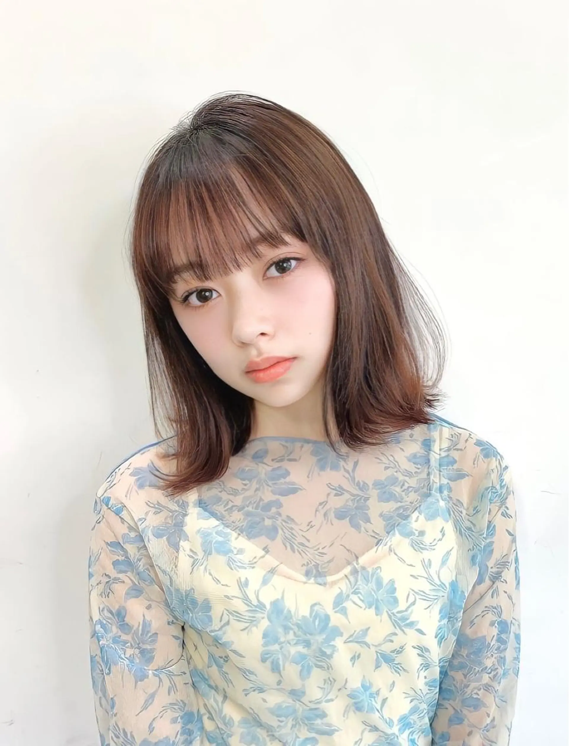 ミディアム カラー ボブ くびれヘア カット ヘアカラー トリートメント JYUNESU表参道所属・韓国ヘア🇰🇷🎀 透明感カラーのヘアスタイル