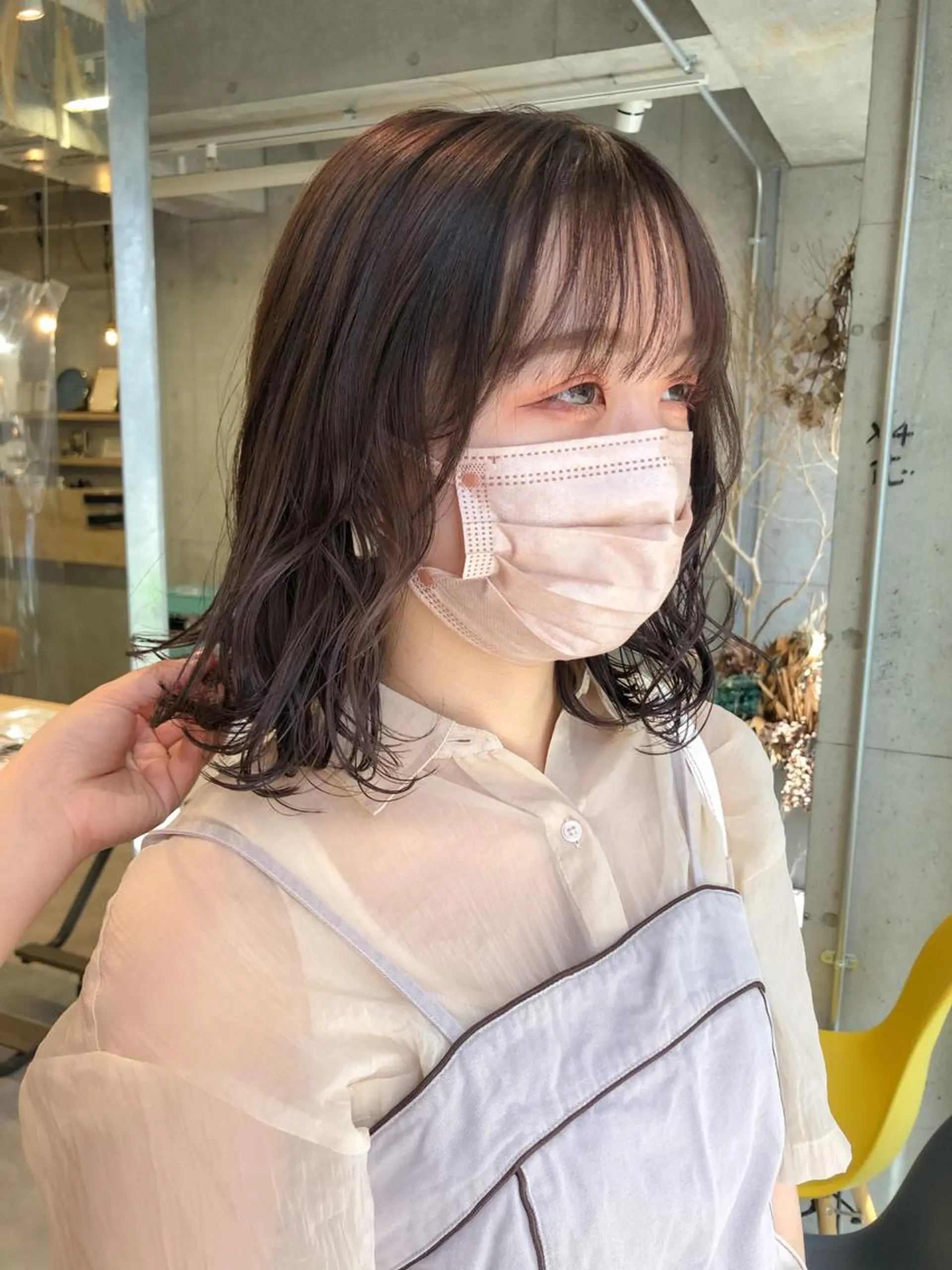 ミディアム カラー ヘアアレンジ グレージュ デート rii-🩰 トレンド韓国ヘアのヘアスタイル