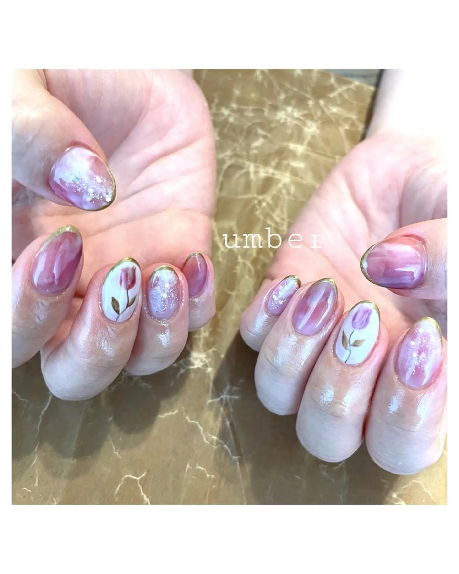 ネイル アートネイル ブルー ニュアンスネイル ハンドネイル umber 三茶1分のネイルデザイン